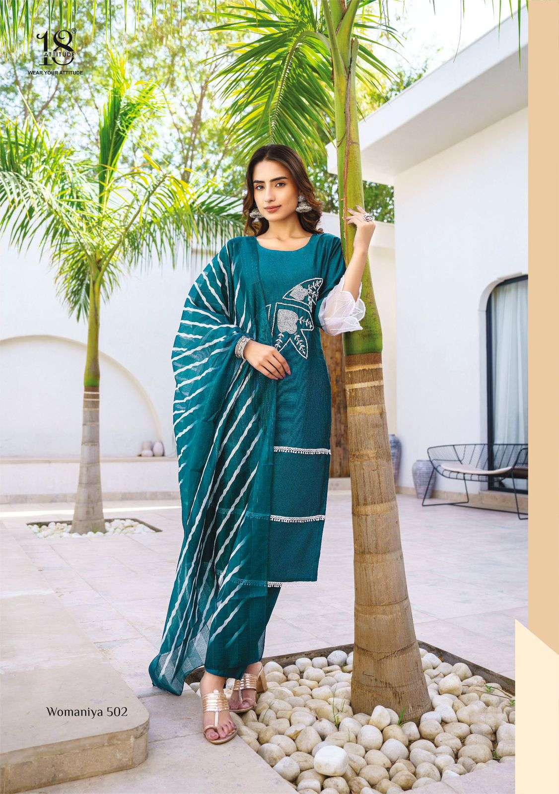 18 ATTITUDE WOMANIYA VOL 5 VISCOSE FANCY WORK KURTI COMBO SET 