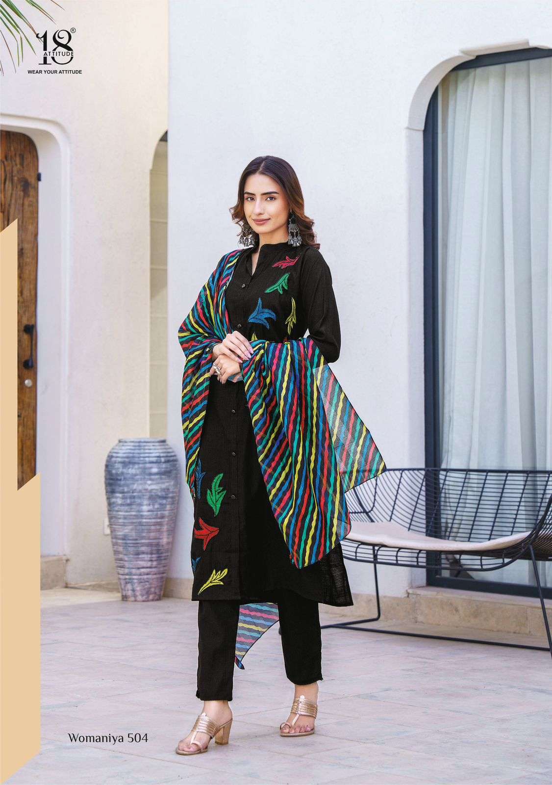 18 ATTITUDE WOMANIYA VOL 5 VISCOSE FANCY WORK KURTI COMBO SET 