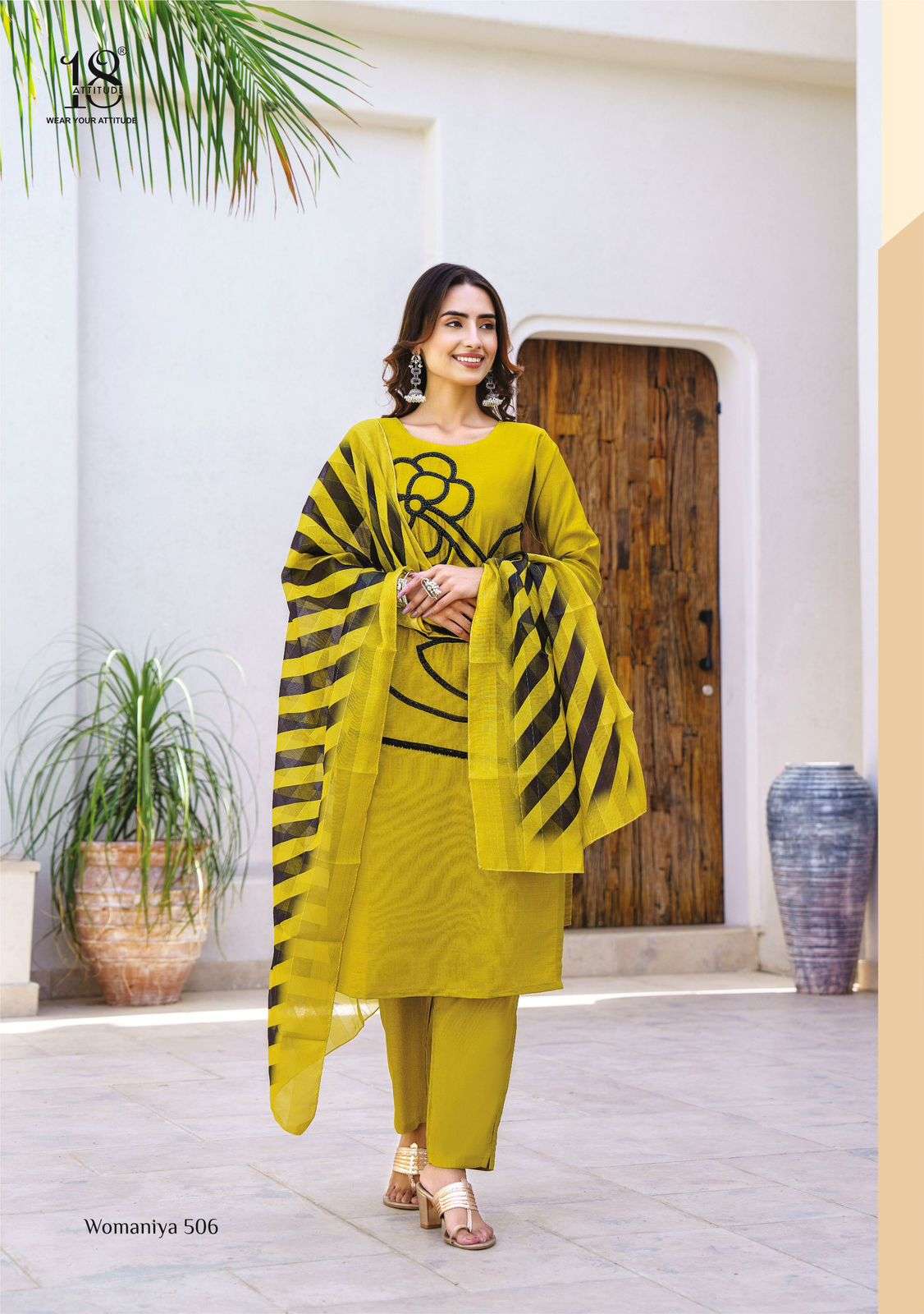 18 ATTITUDE WOMANIYA VOL 5 VISCOSE FANCY WORK KURTI COMBO SET 