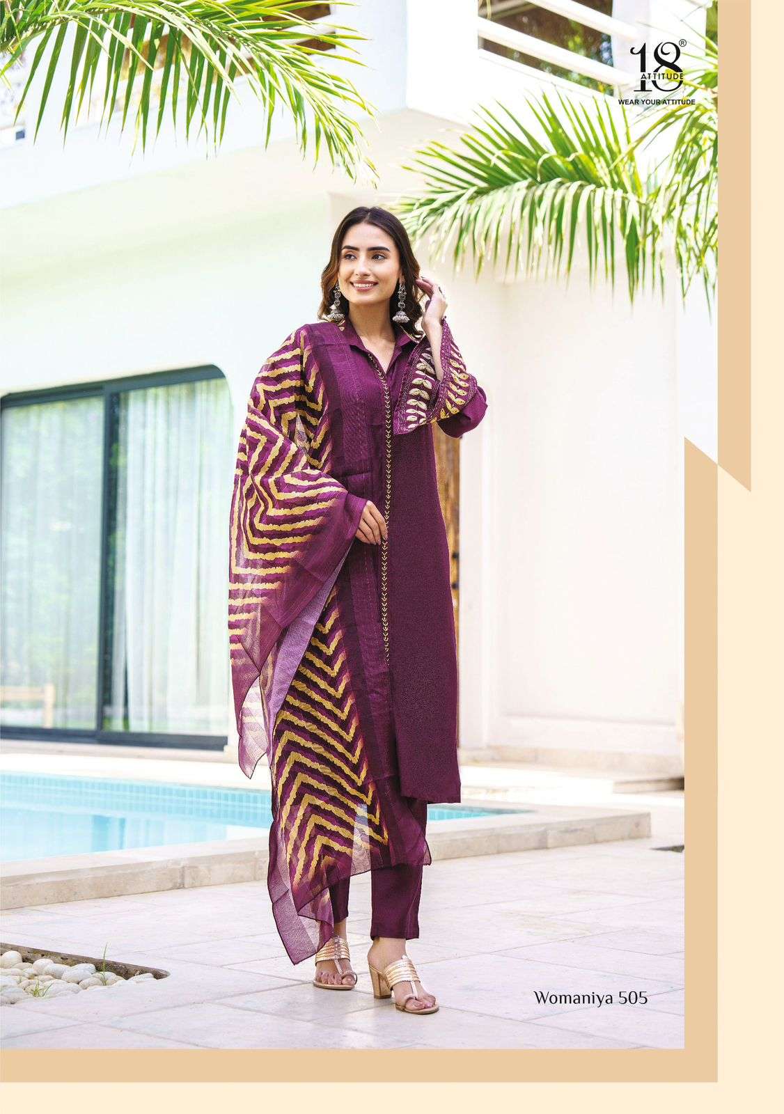 18 ATTITUDE WOMANIYA VOL 5 VISCOSE FANCY WORK KURTI COMBO SET 