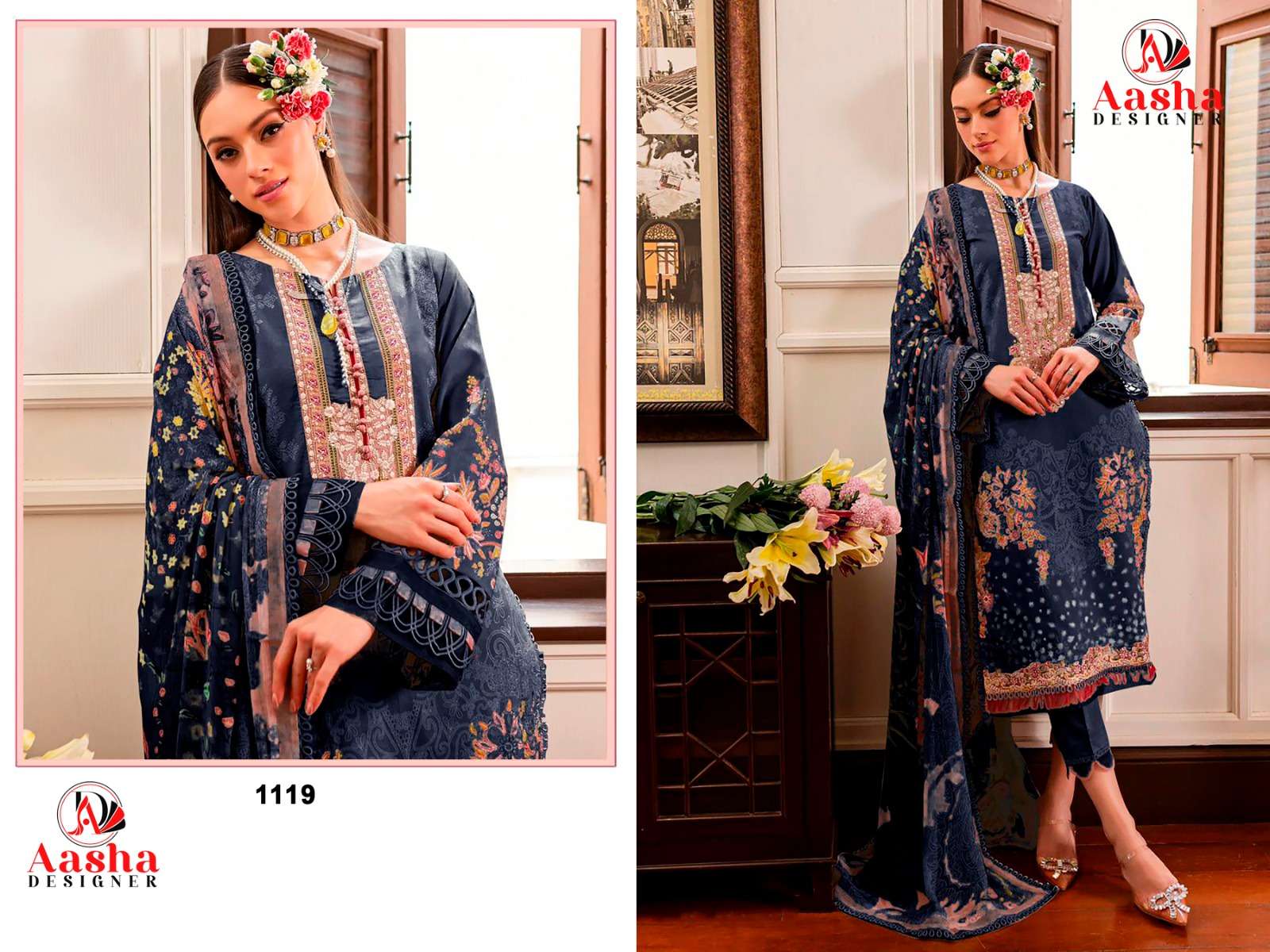 AASHA DESIGNER D NO 1119 COTTON SALWAR KAMEEZ 