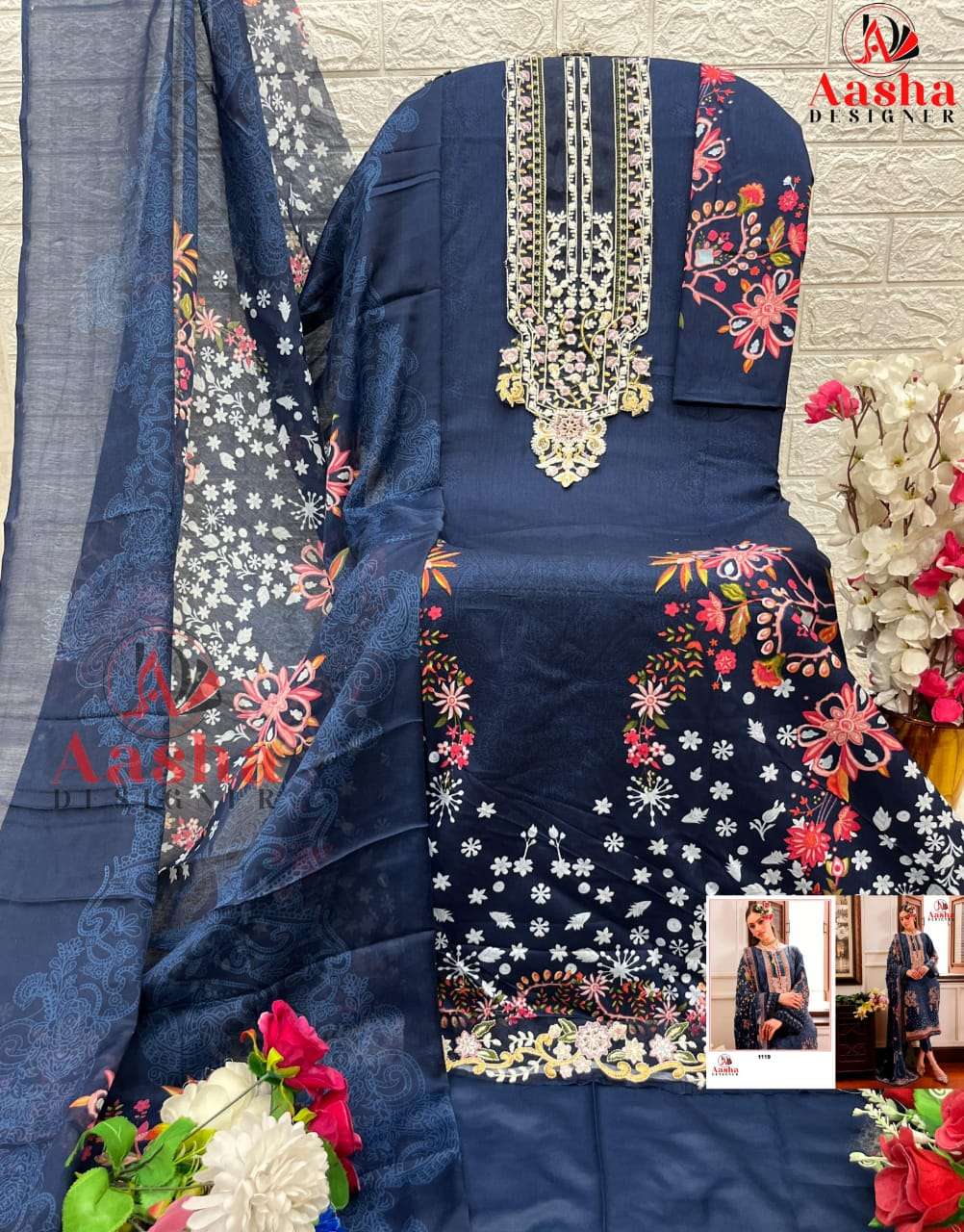 AASHA DESIGNER D NO 1119 COTTON SALWAR KAMEEZ 