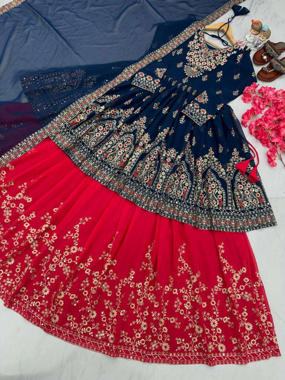 AD 174 TOP WITH LEHENGA AND DUPATTA SET