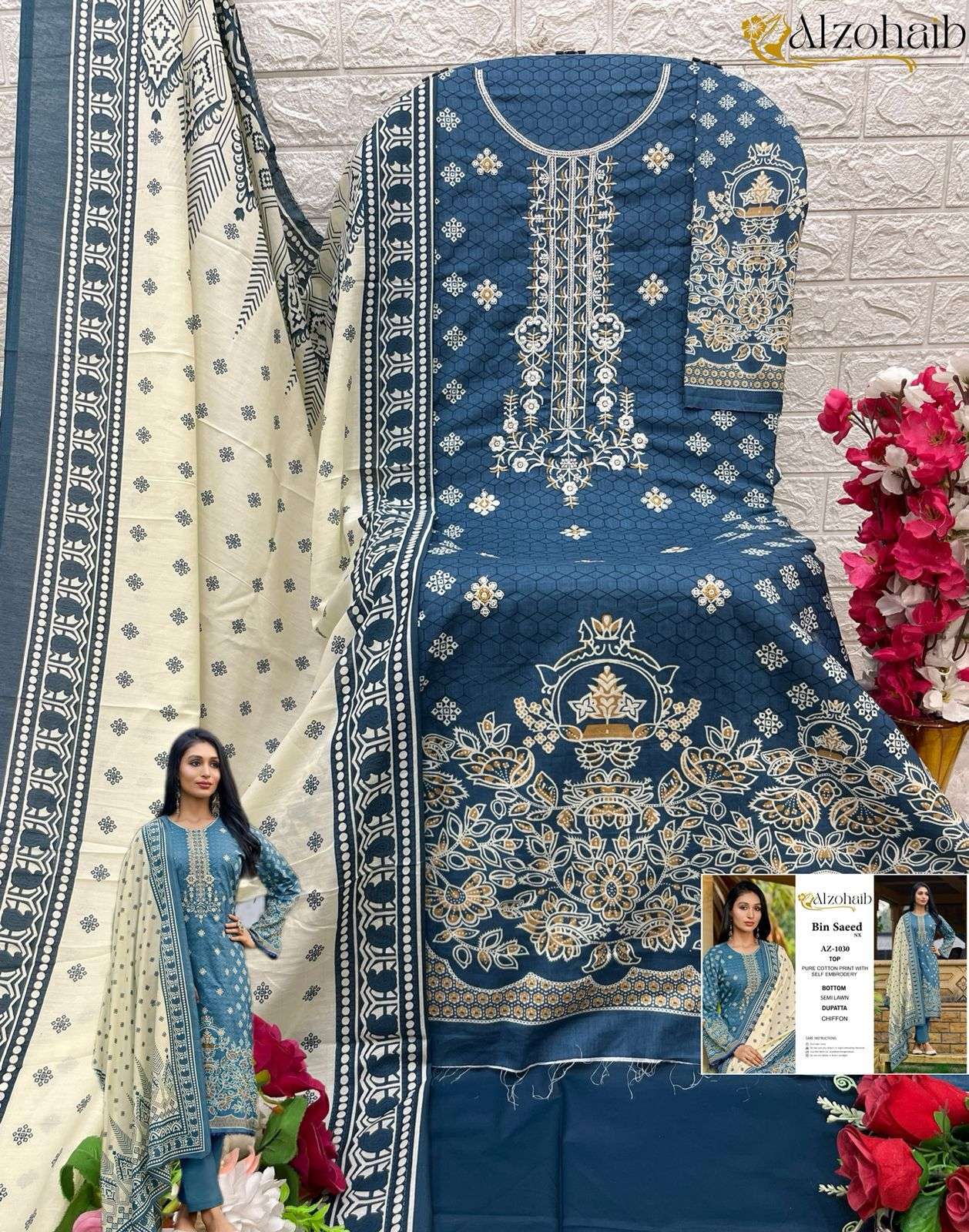 AL ZOHAIB BIN SAEED NX COTTON FANCY EMBROIDERY SUIT