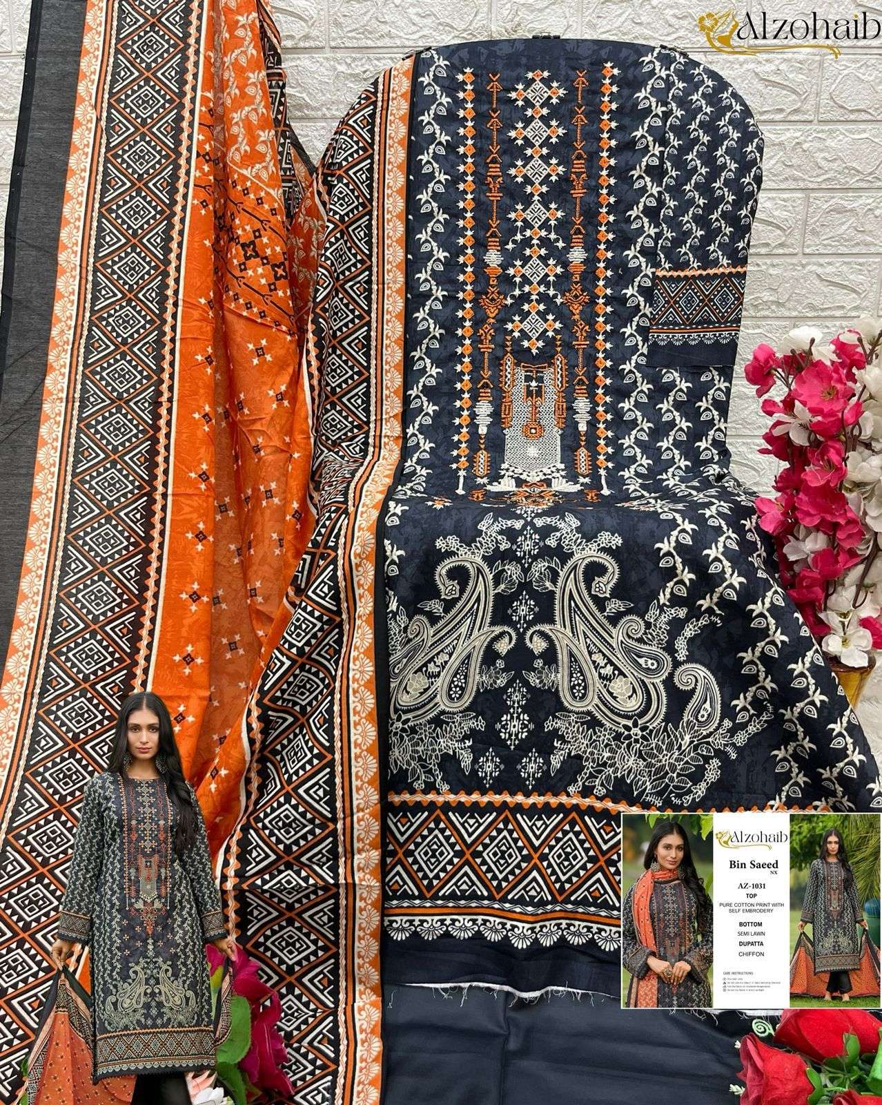 AL ZOHAIB BIN SAEED NX COTTON FANCY EMBROIDERY SUIT