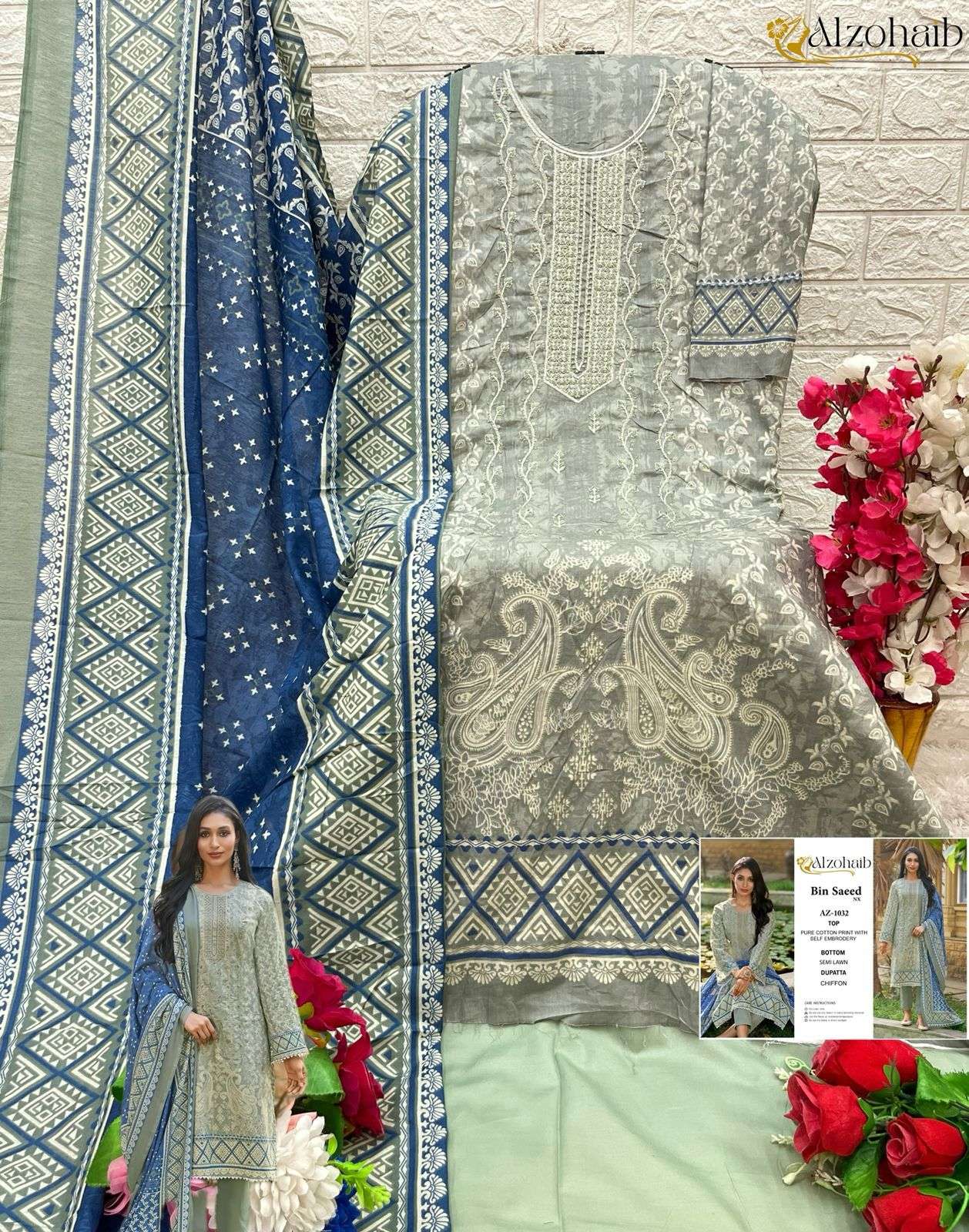 AL ZOHAIB BIN SAEED NX COTTON FANCY EMBROIDERY SUIT