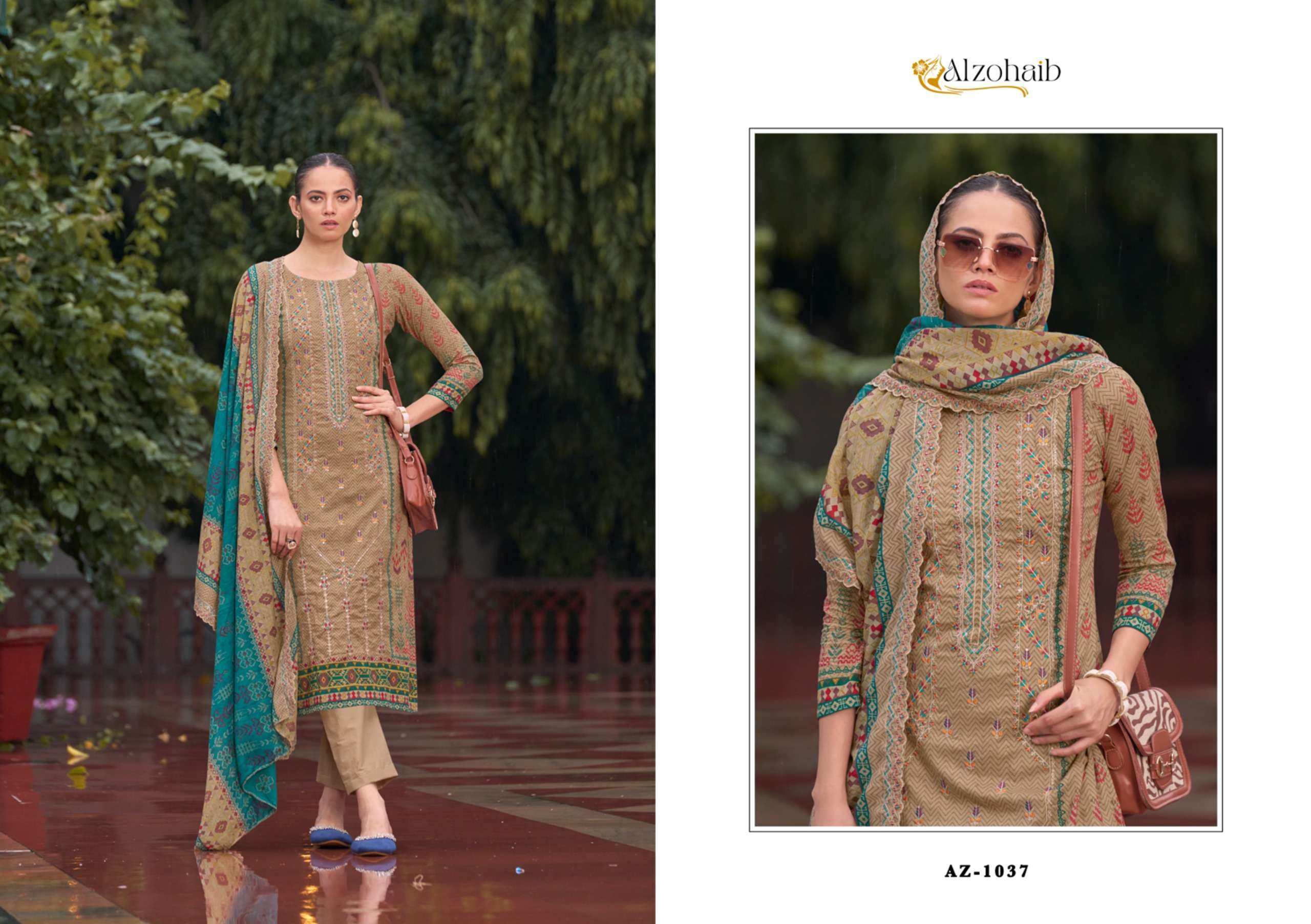 AL ZOHAIB BIN SAEED VOL 1 COTTON SELF EMBROIDERY WORK SUIT