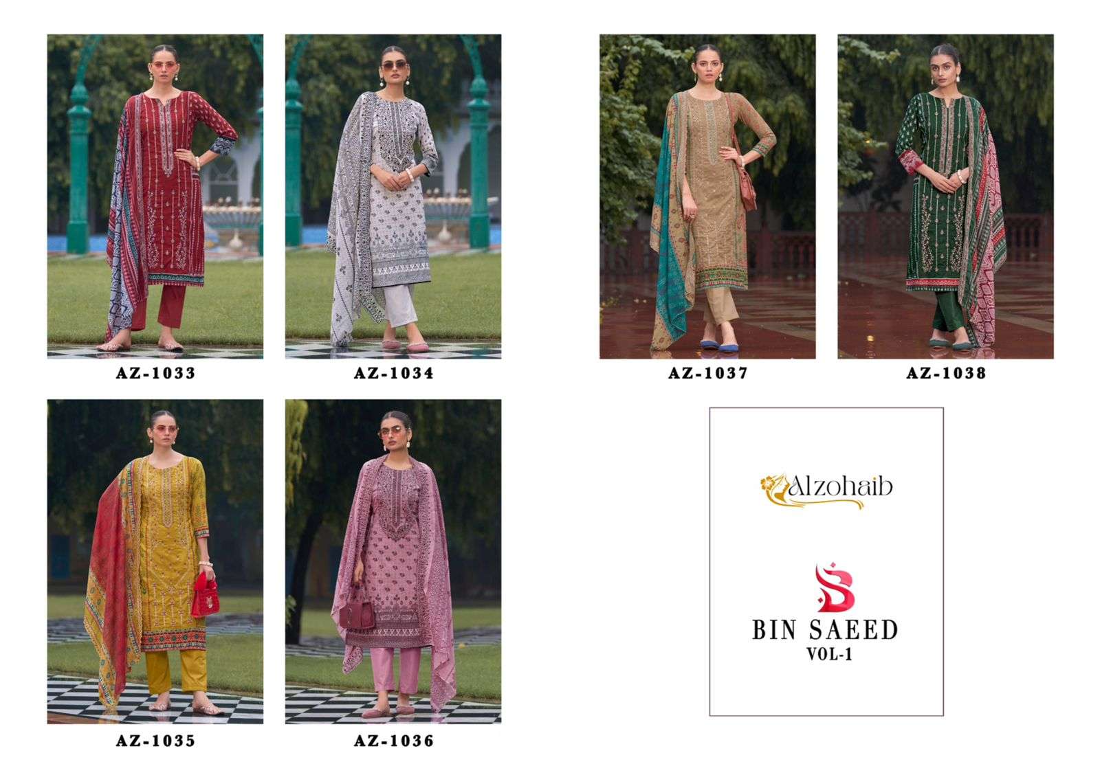 AL ZOHAIB BIN SAEED VOL 1 COTTON SELF EMBROIDERY WORK SUIT