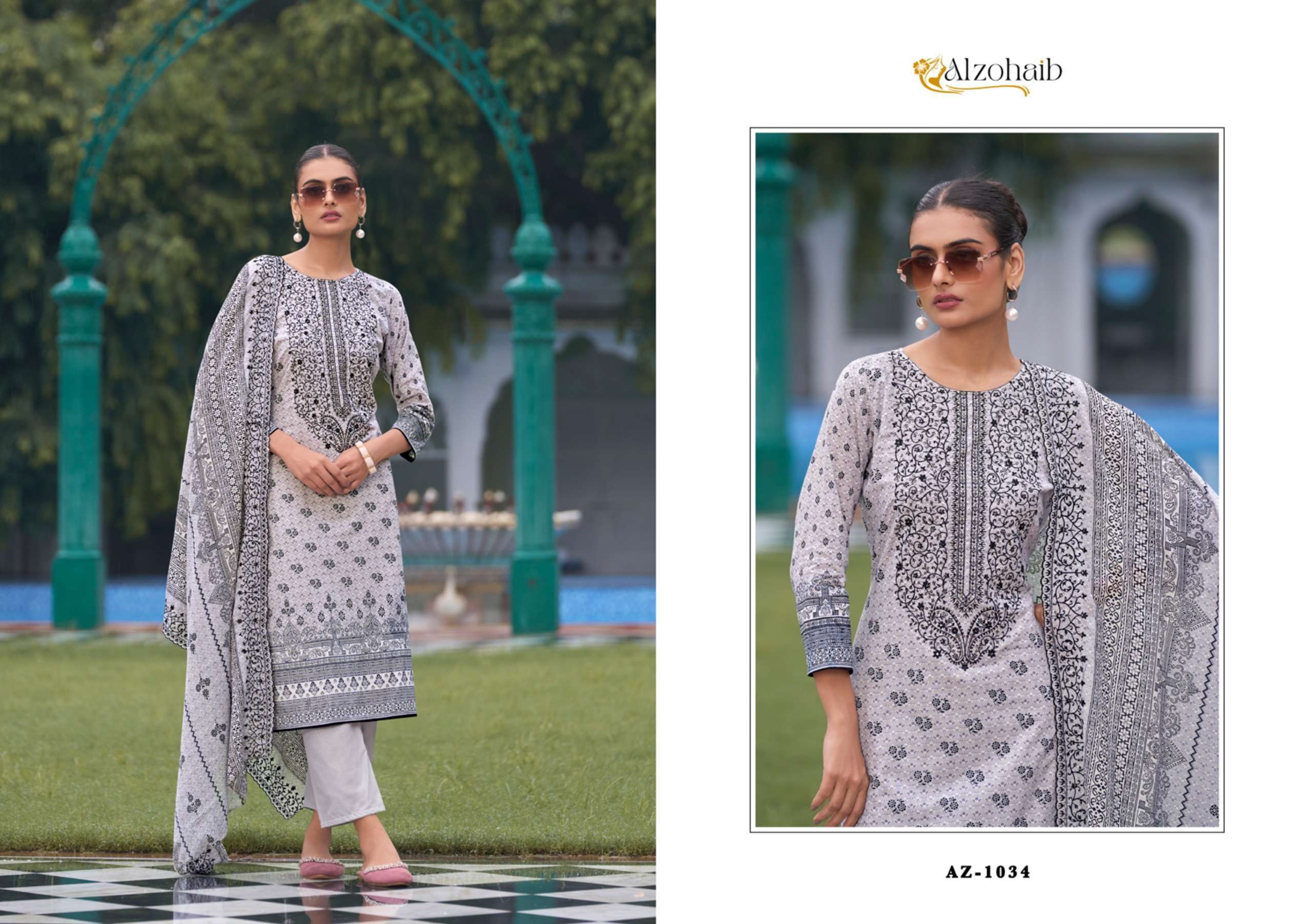 AL ZOHAIB BIN SAEED VOL 1 COTTON SELF EMBROIDERY WORK SUIT