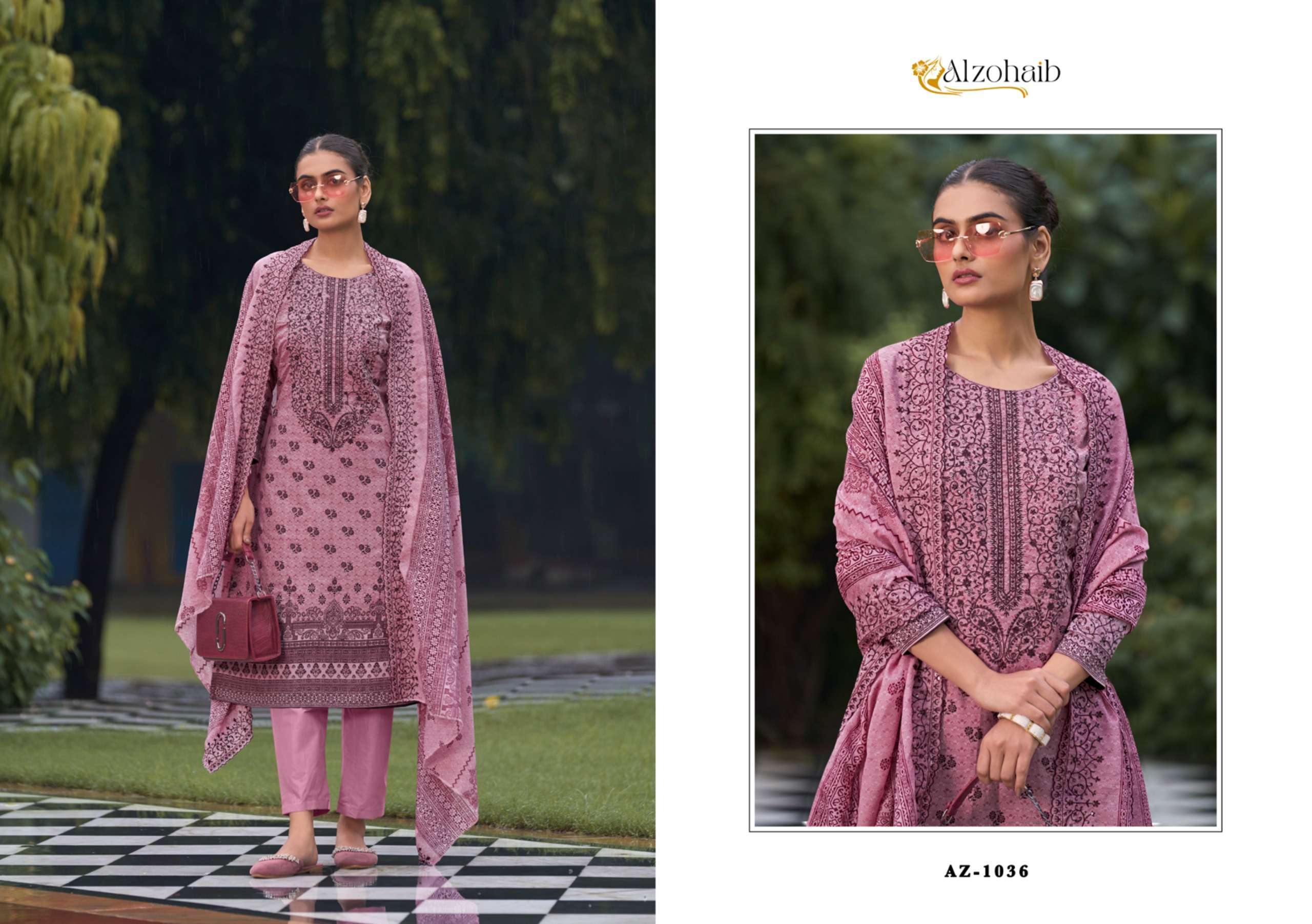 AL ZOHAIB BIN SAEED VOL 1 COTTON SELF EMBROIDERY WORK SUIT