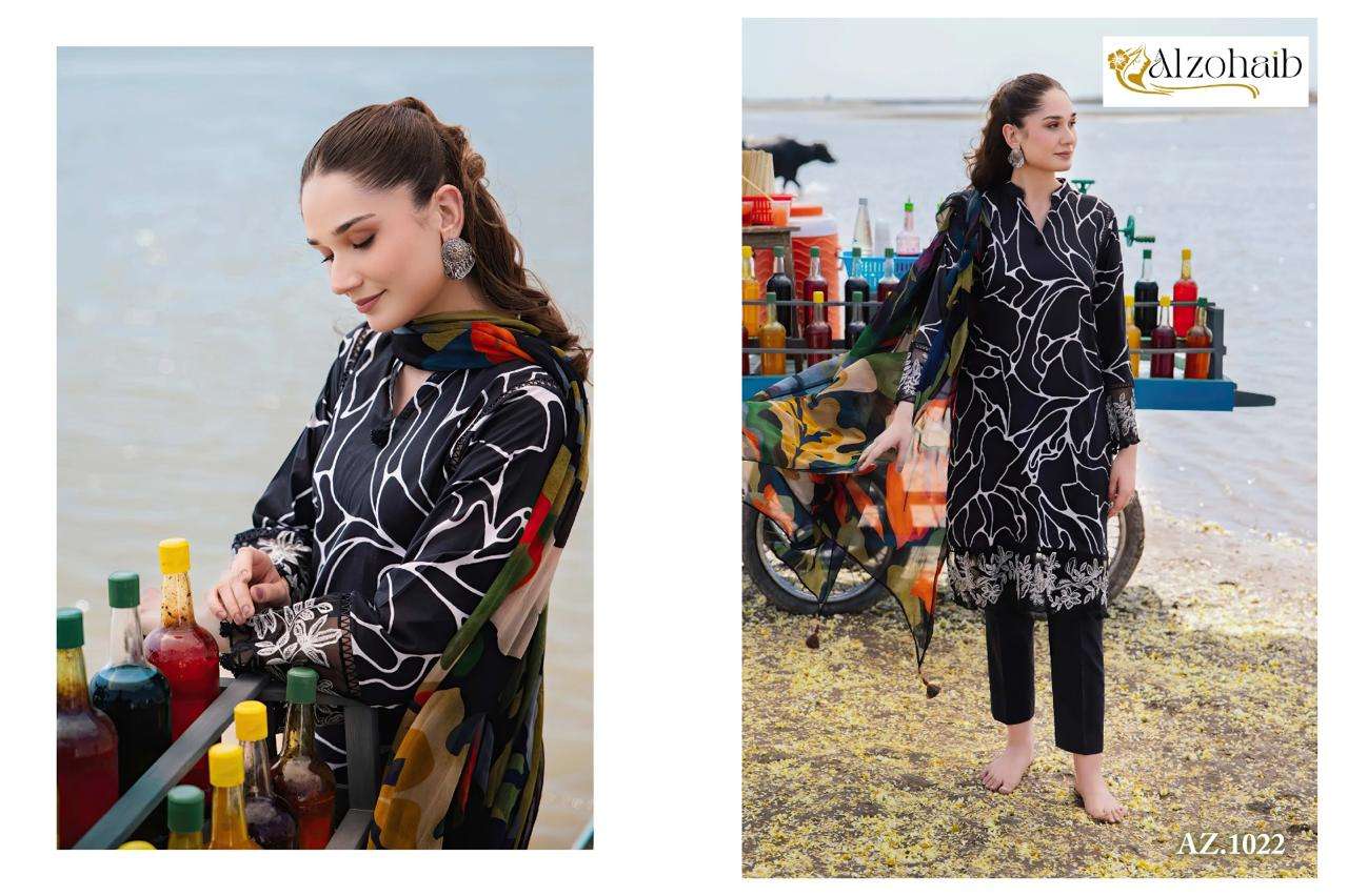 AL ZOHAIB M BASIC BLACK & WHITE COTTON SALWAR KAMEEZ 