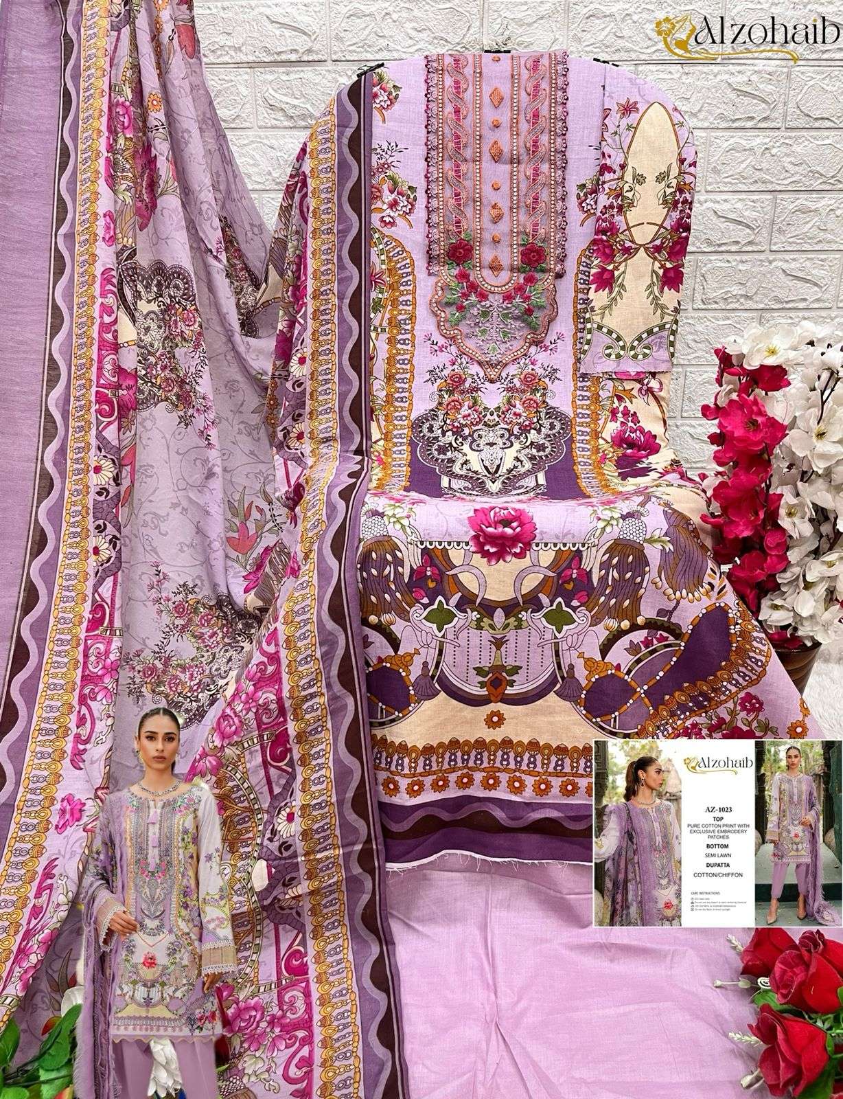 AL ZOHAIB QUEEN COURT VOL 1  COTTON PATCH EMBROIDERY SUIT