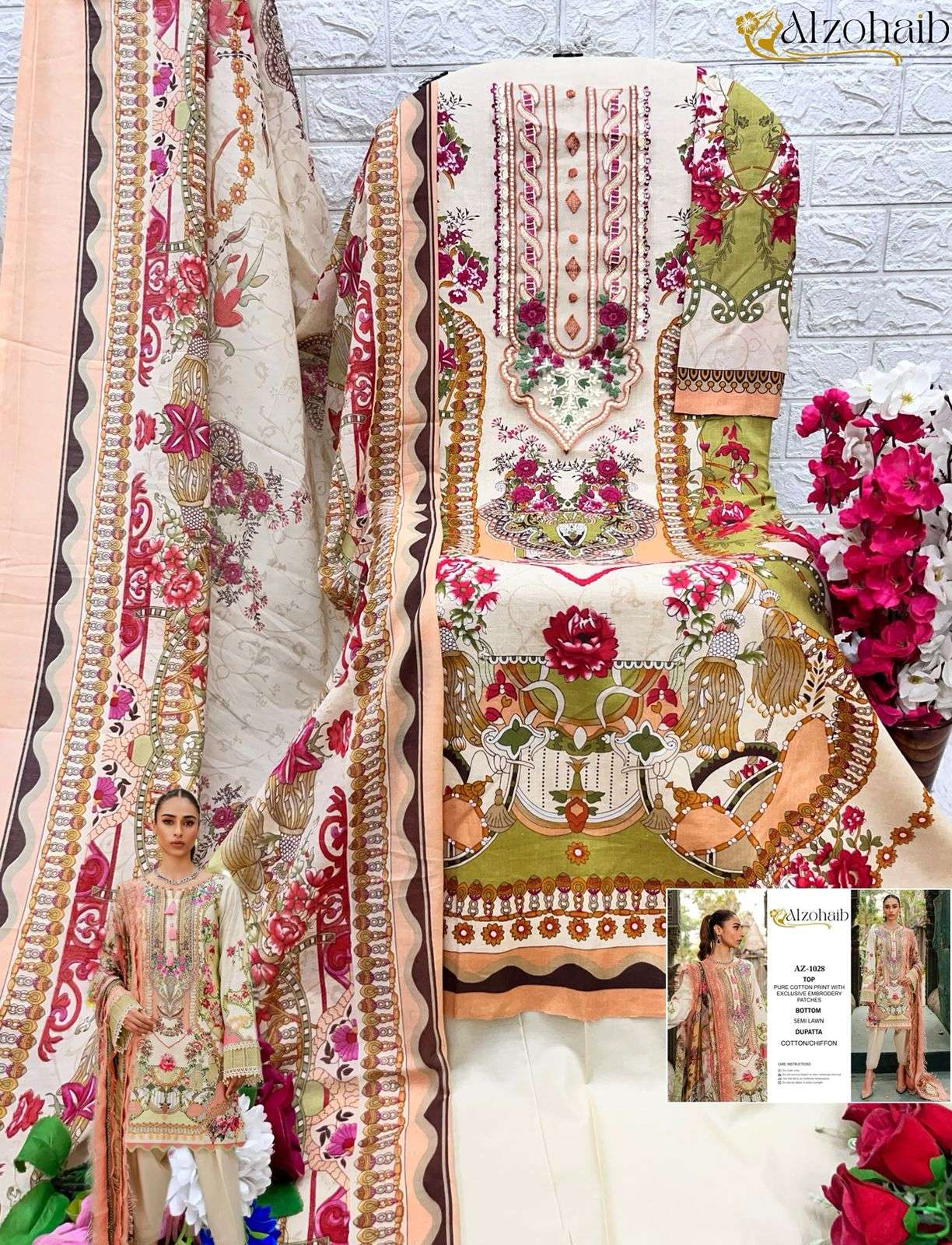 AL ZOHAIB QUEEN COURT VOL 1  COTTON PATCH EMBROIDERY SUIT