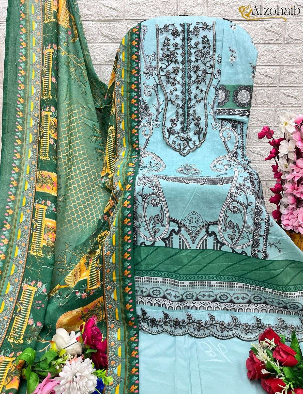 AL ZOHAIB QUEEN COURT VOL 2 COTTON PATCH EMBROIDERY WORK SUIT
