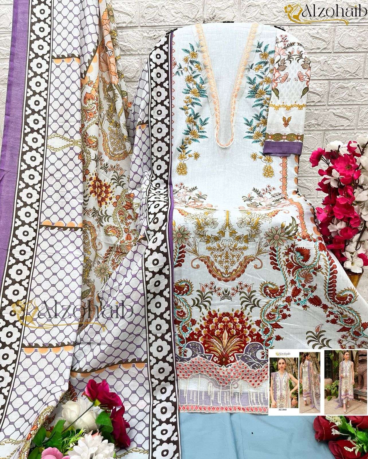 AL ZOHAIB QUEEN COURT VOL 2 COTTON PATCH EMBROIDERY WORK SUIT