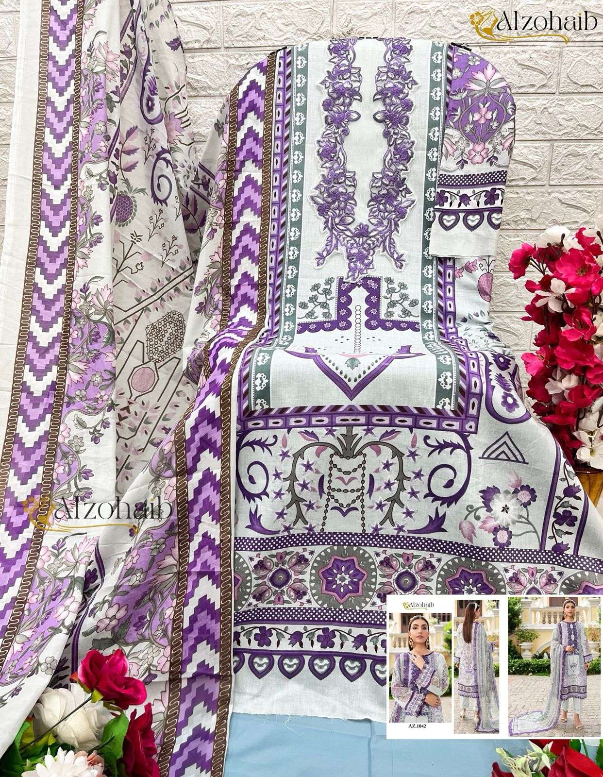 AL ZOHAIB QUEEN COURT VOL 2 COTTON PATCH EMBROIDERY WORK SUIT