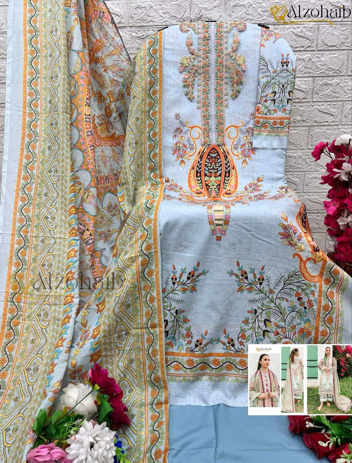 AL ZOHAIB QUEEN COURT VOL 2 COTTON PATCH EMBROIDERY WORK SUIT