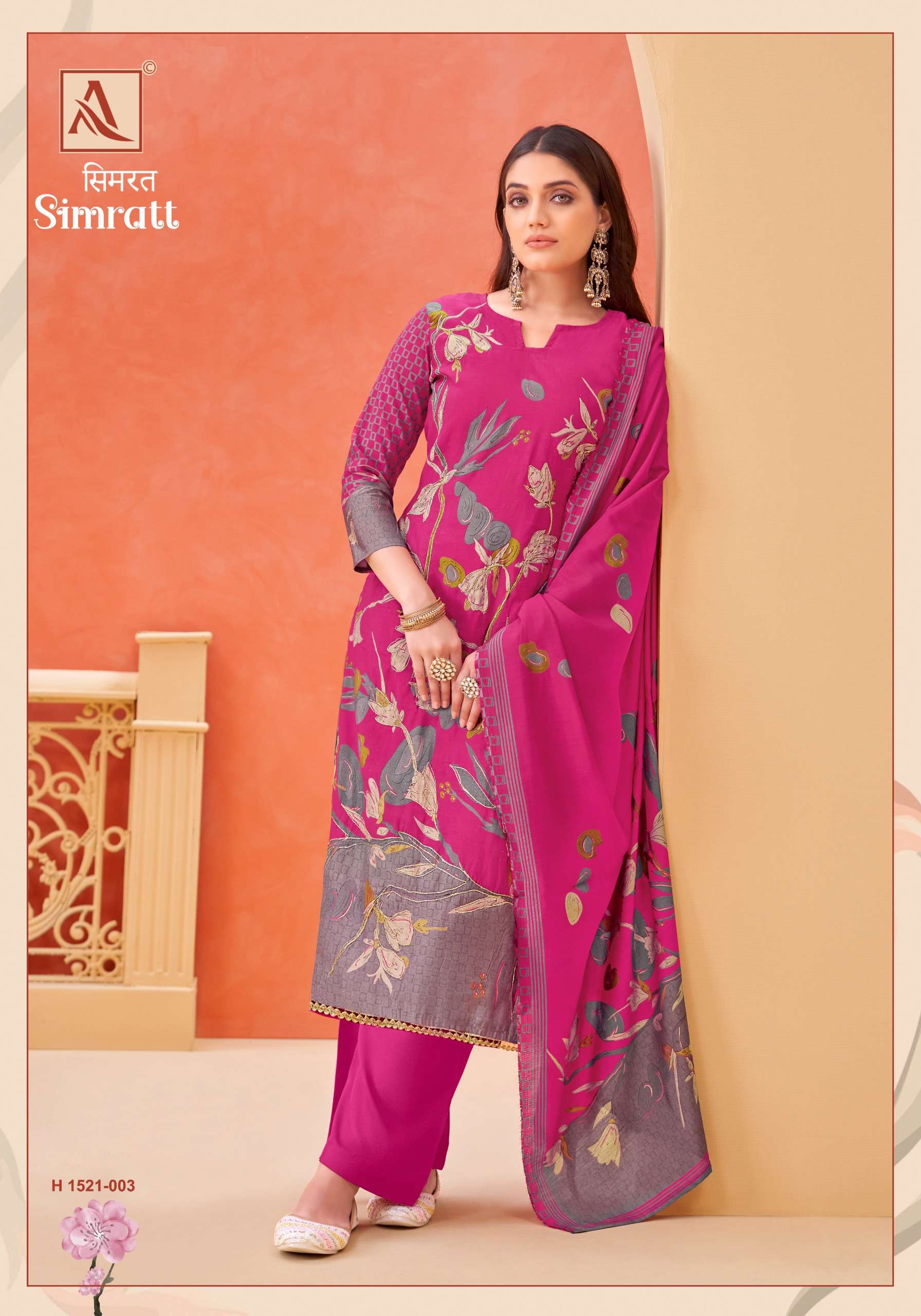 ALOK SUITS SIMRATT VISCOSE PRINT WITH FANCY WORK SUIT