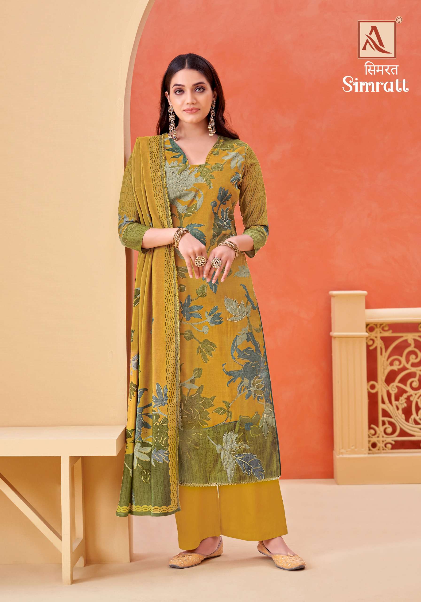 ALOK SUITS SIMRATT VISCOSE PRINT WITH FANCY WORK SUIT