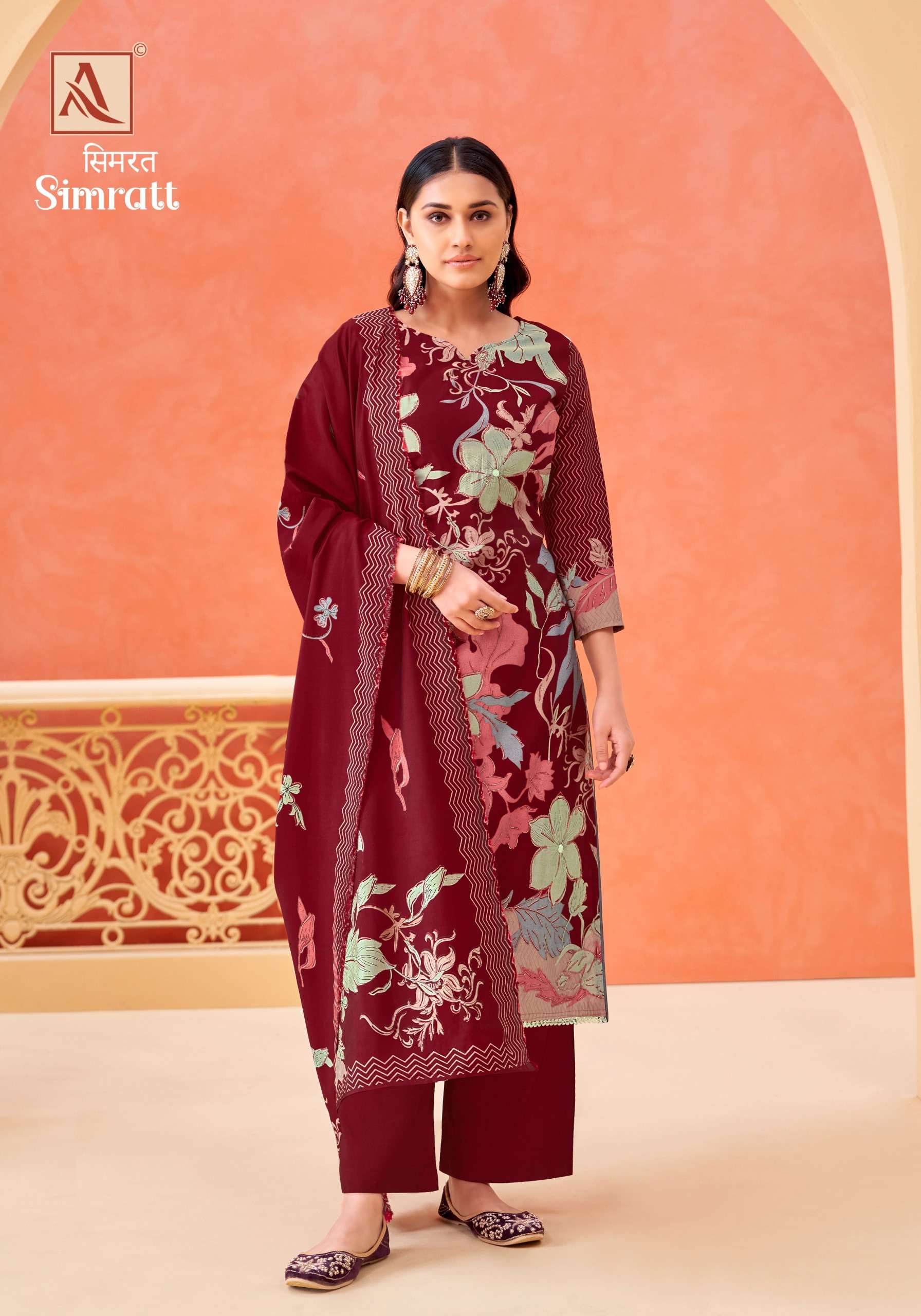 ALOK SUITS SIMRATT VISCOSE PRINT WITH FANCY WORK SUIT