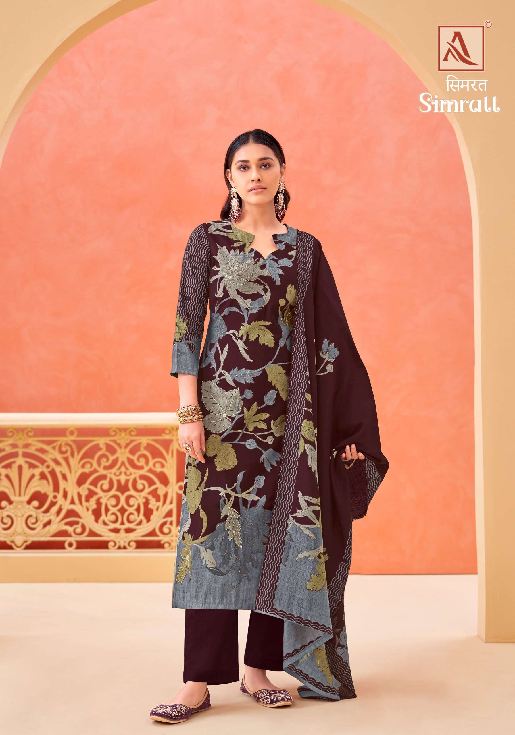 ALOK SUITS SIMRATT VISCOSE PRINT WITH FANCY WORK SUIT