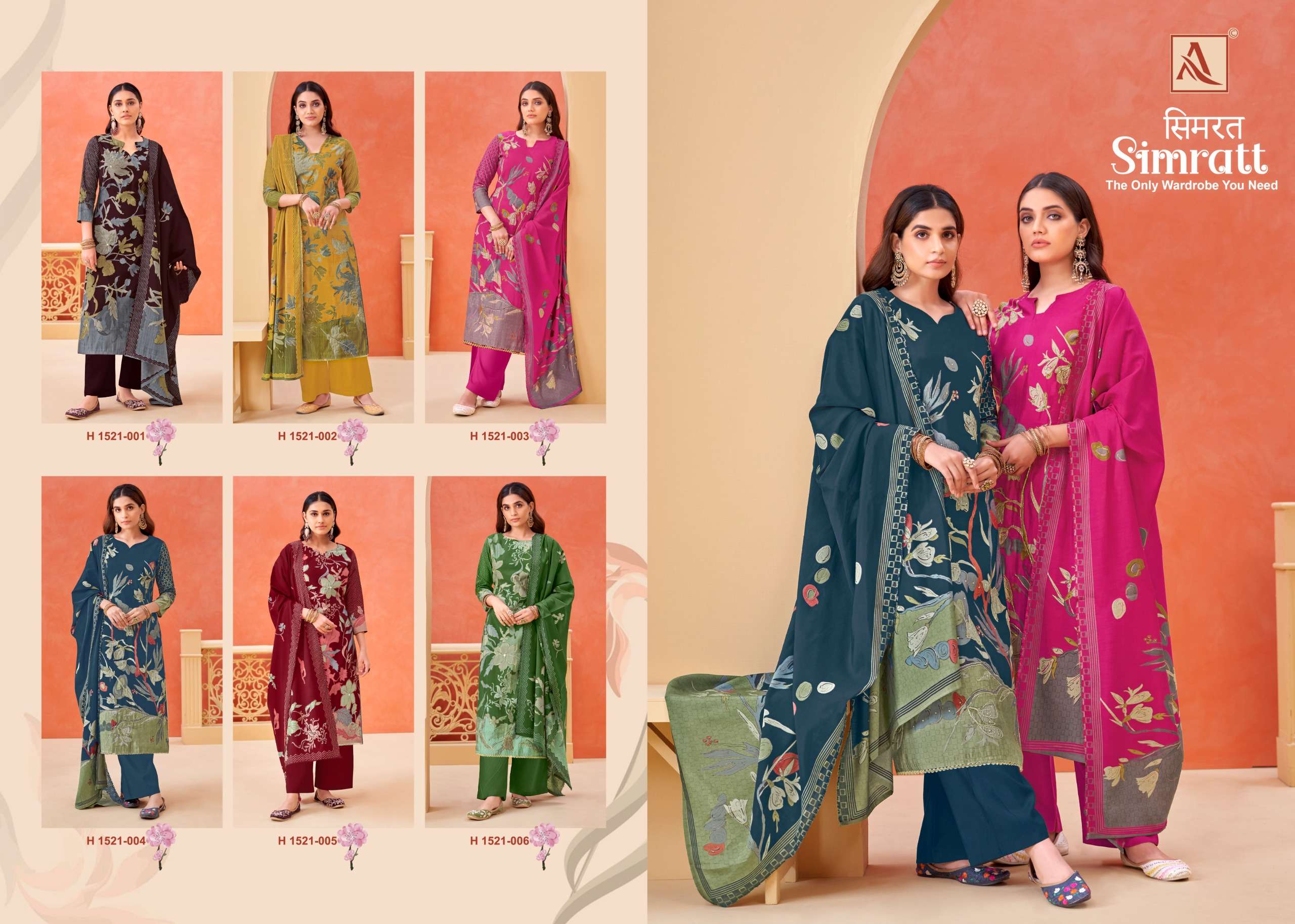 ALOK SUITS SIMRATT VISCOSE PRINT WITH FANCY WORK SUIT