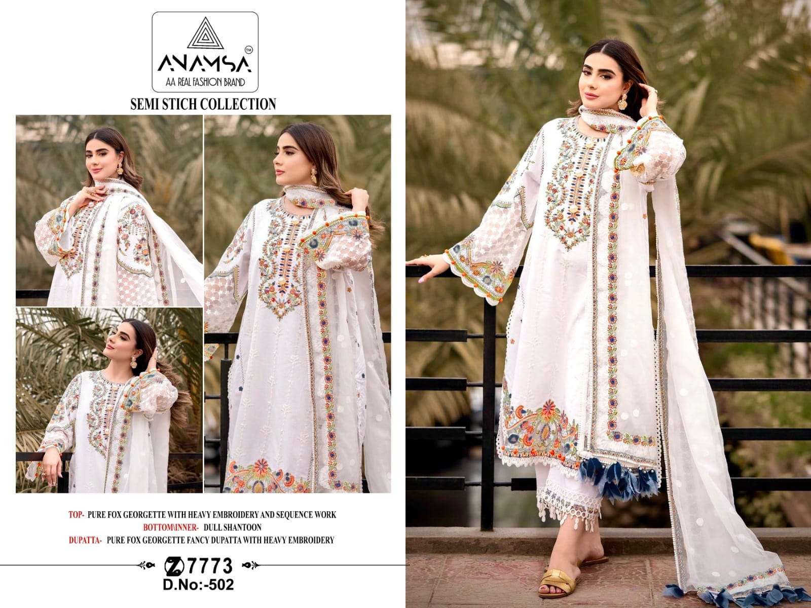 ANAMSA D NO 502 GEORGETTE EMBROIDERED SUIT
