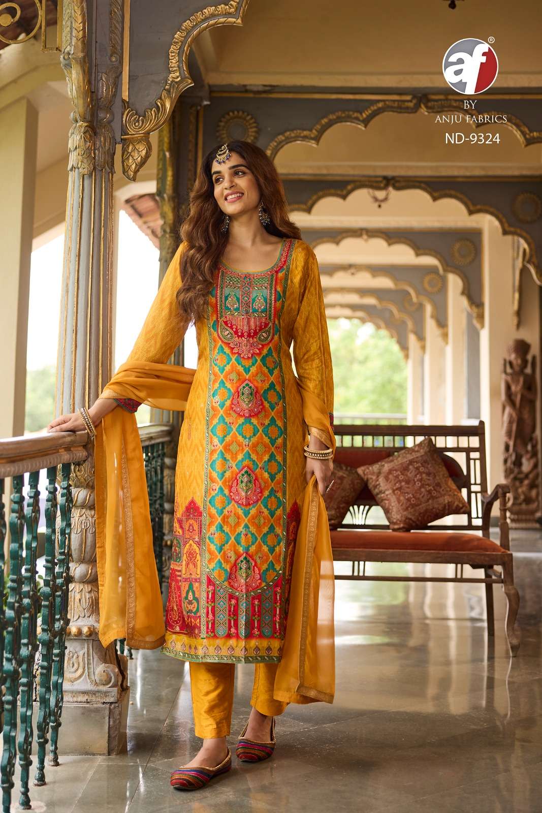 ANJU FABRICS D NO 9324 SILK DESIGNER READY MADE SUIT