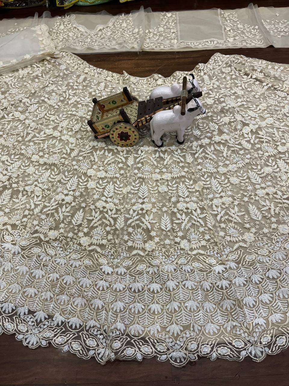 BD 1638 HEAVY WHITE EMBROIDERED LEHENGA CHOLI