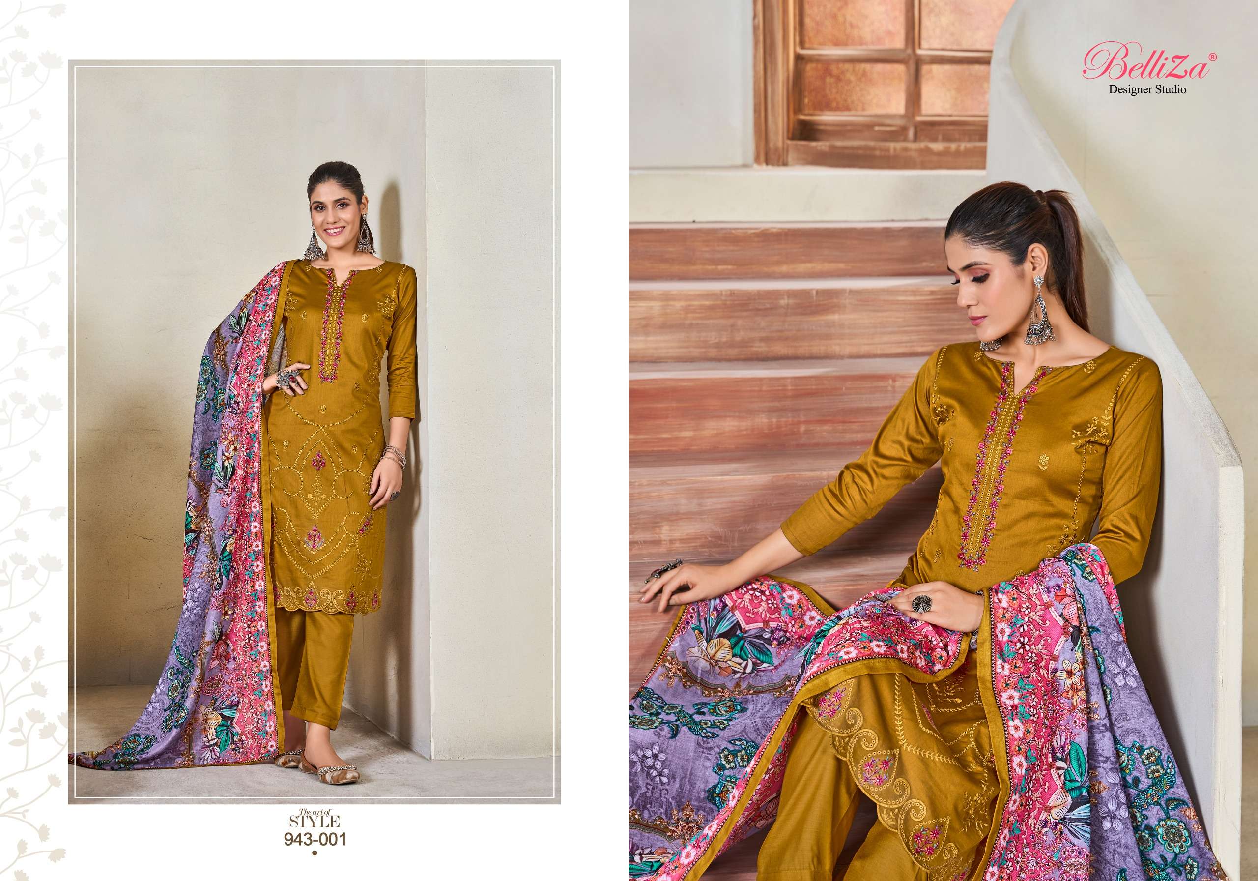 BELLIZA DESIGNER STUDIO JASHN E ISHQ VOL 10 JAM COTTON FANCY WORK SUIT