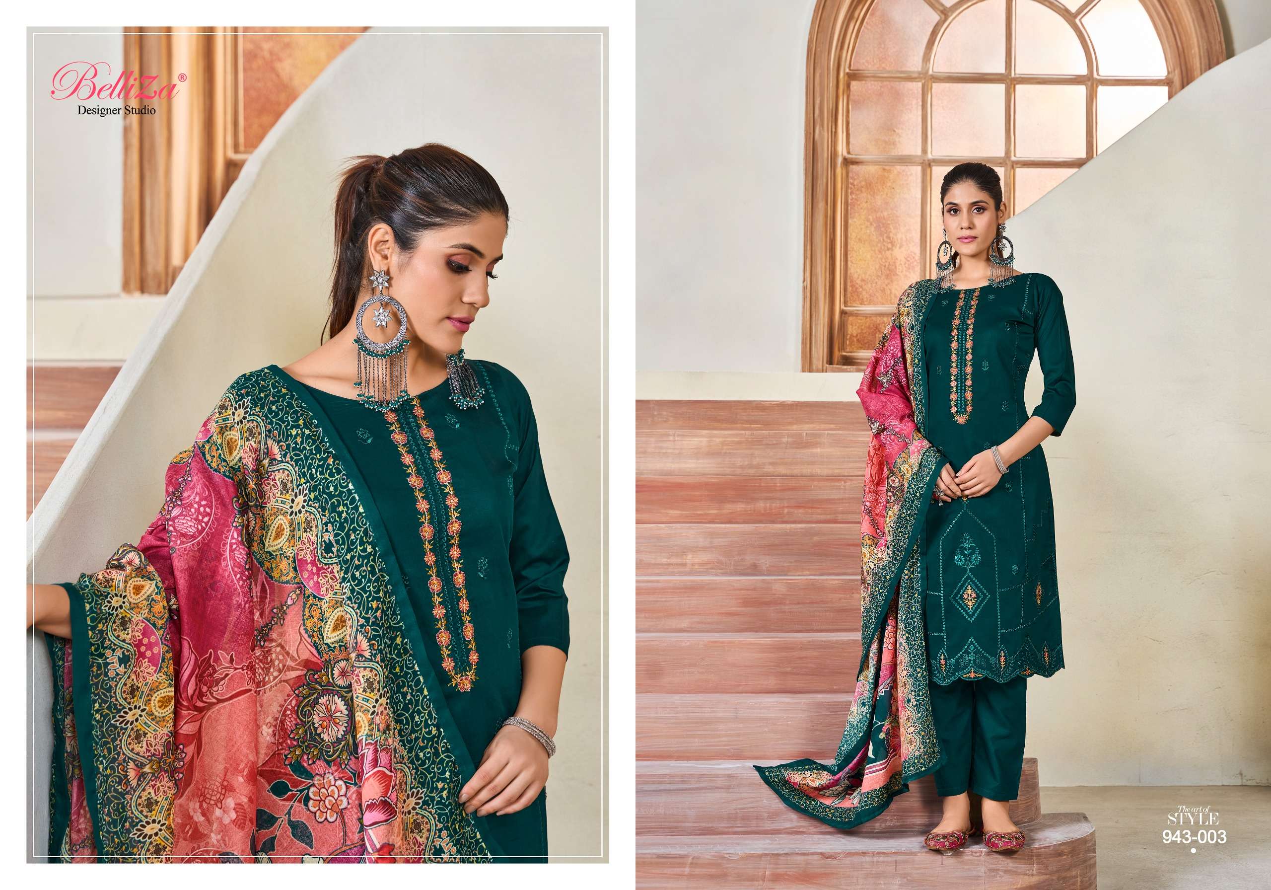 BELLIZA DESIGNER STUDIO JASHN E ISHQ VOL 10 JAM COTTON FANCY WORK SUIT