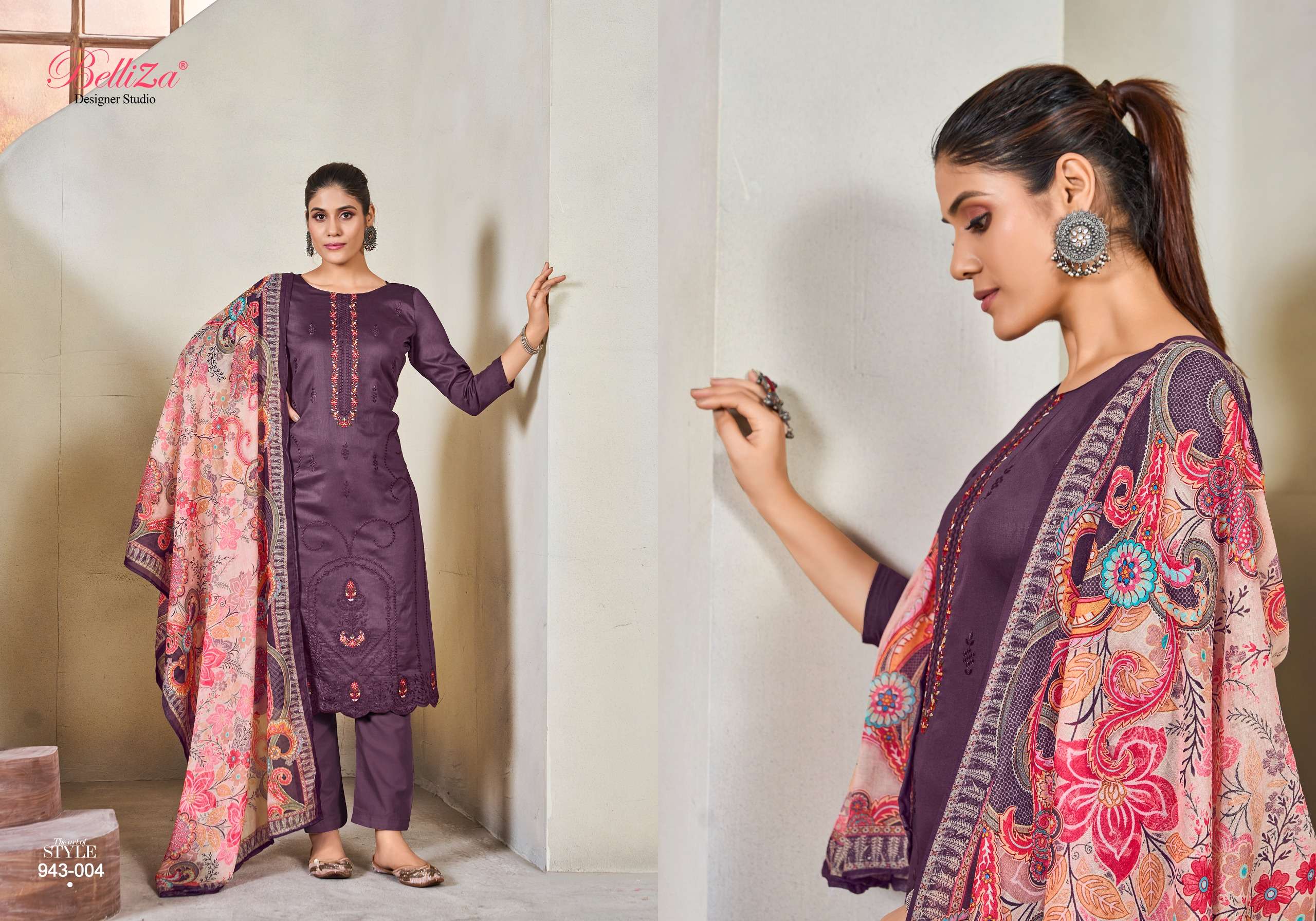 BELLIZA DESIGNER STUDIO JASHN E ISHQ VOL 10 JAM COTTON FANCY WORK SUIT