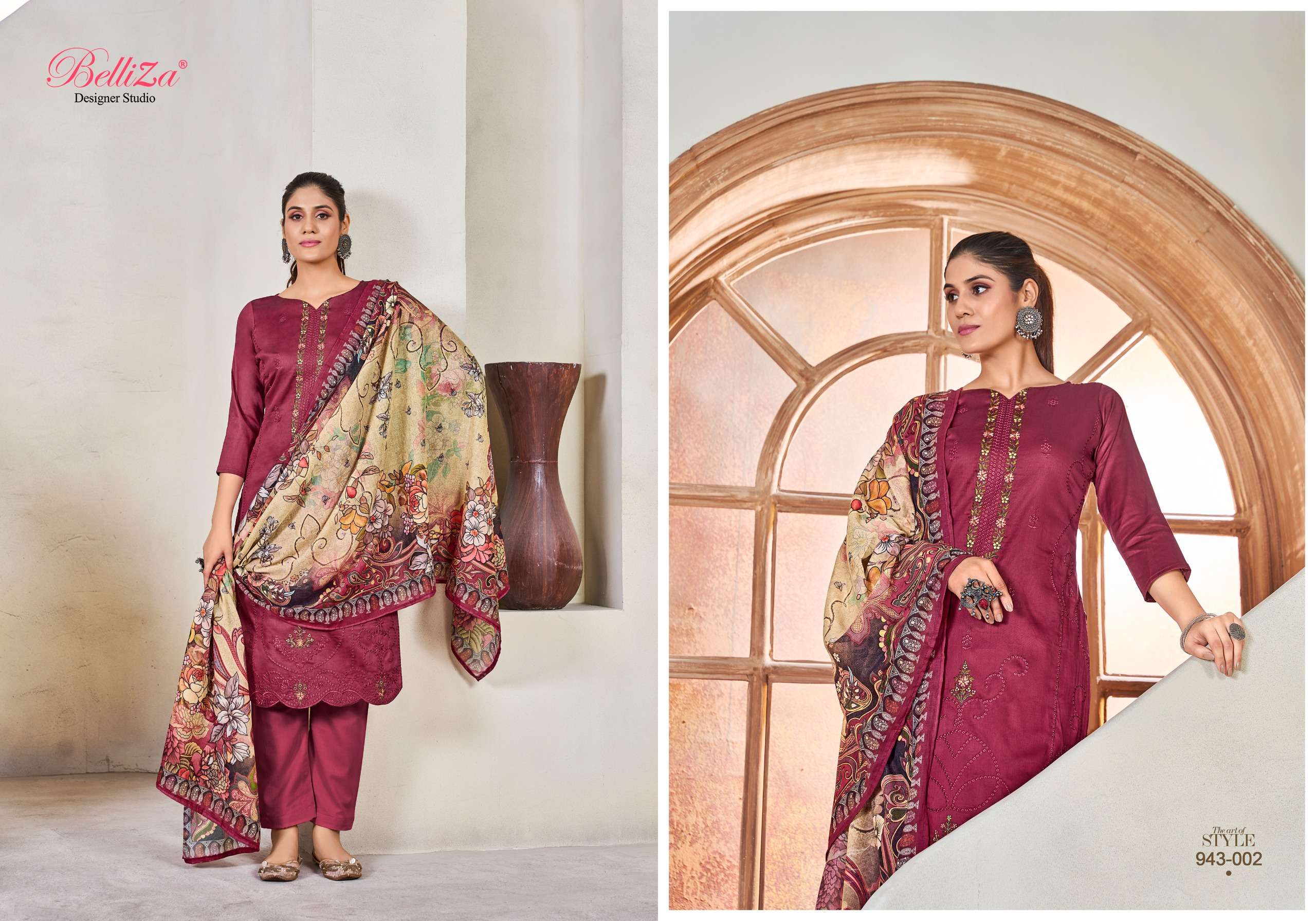 BELLIZA DESIGNER STUDIO JASHN E ISHQ VOL 10 JAM COTTON FANCY WORK SUIT
