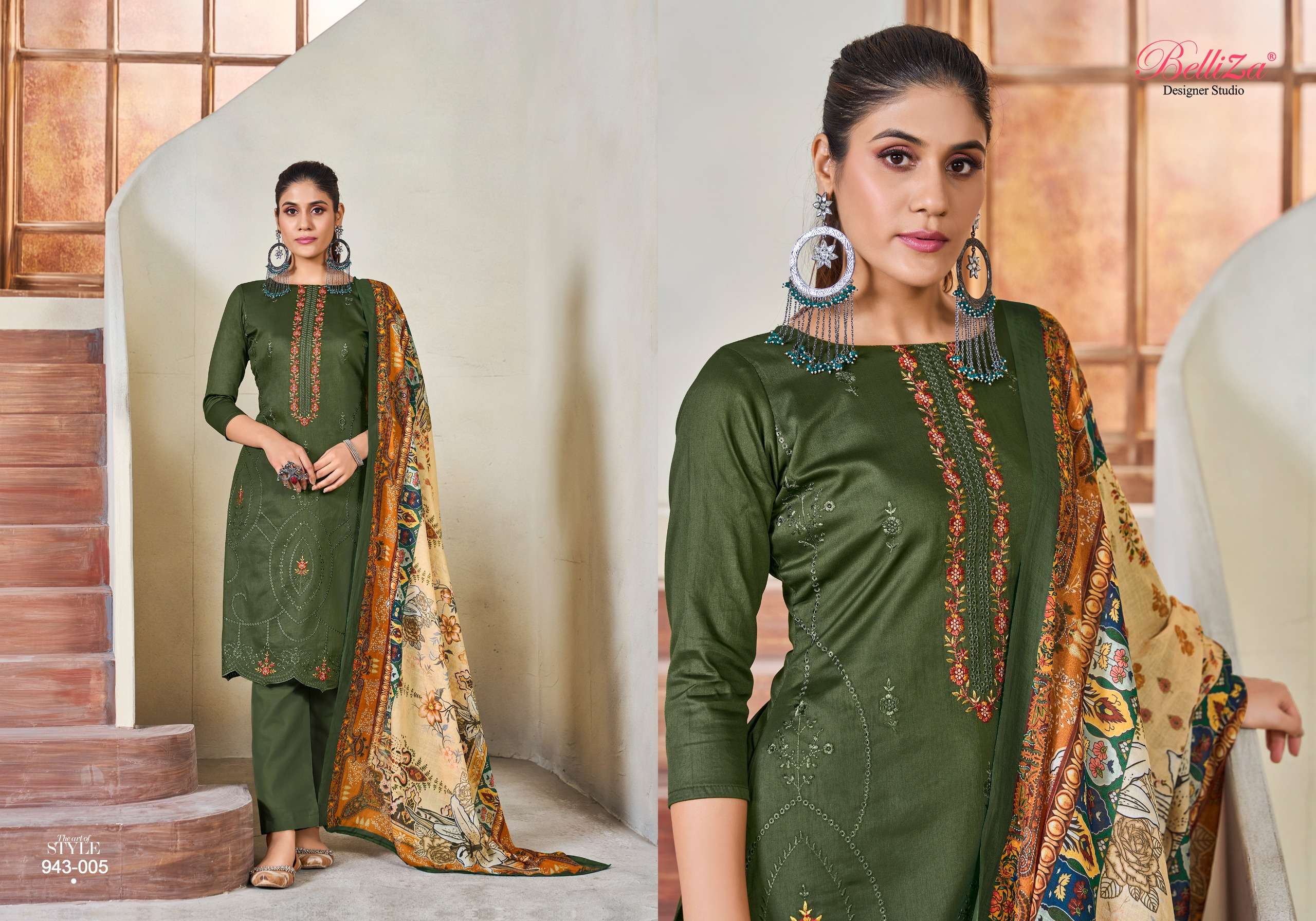 BELLIZA DESIGNER STUDIO JASHN E ISHQ VOL 10 JAM COTTON FANCY WORK SUIT