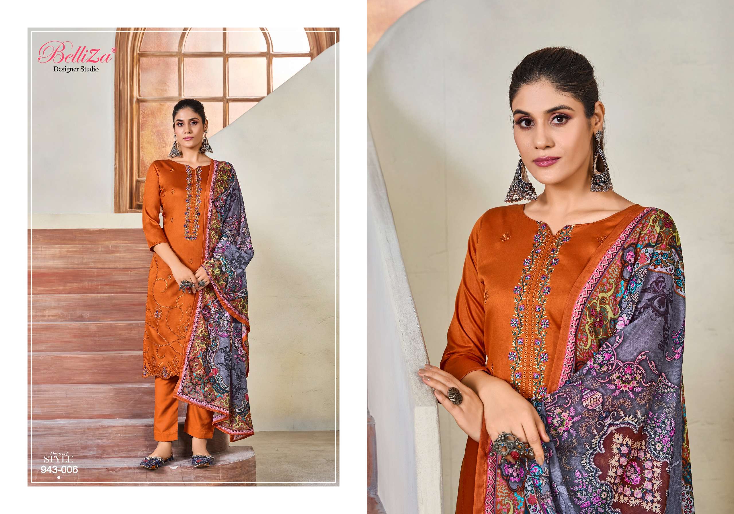 BELLIZA DESIGNER STUDIO JASHN E ISHQ VOL 10 JAM COTTON FANCY WORK SUIT