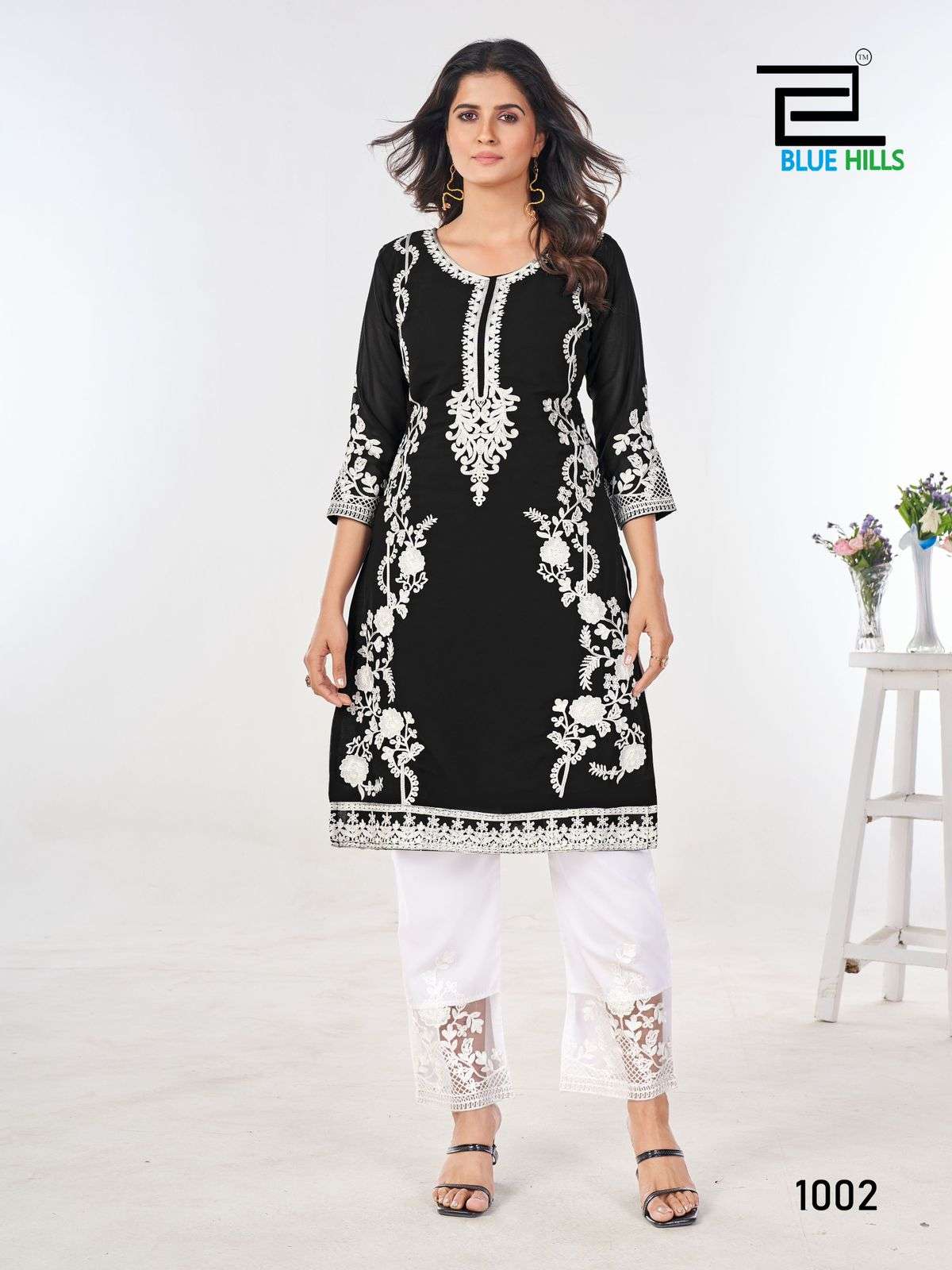 BLUE HILLS AHANA GEORGETTE FANCY WORK KURTI WITH PANT 