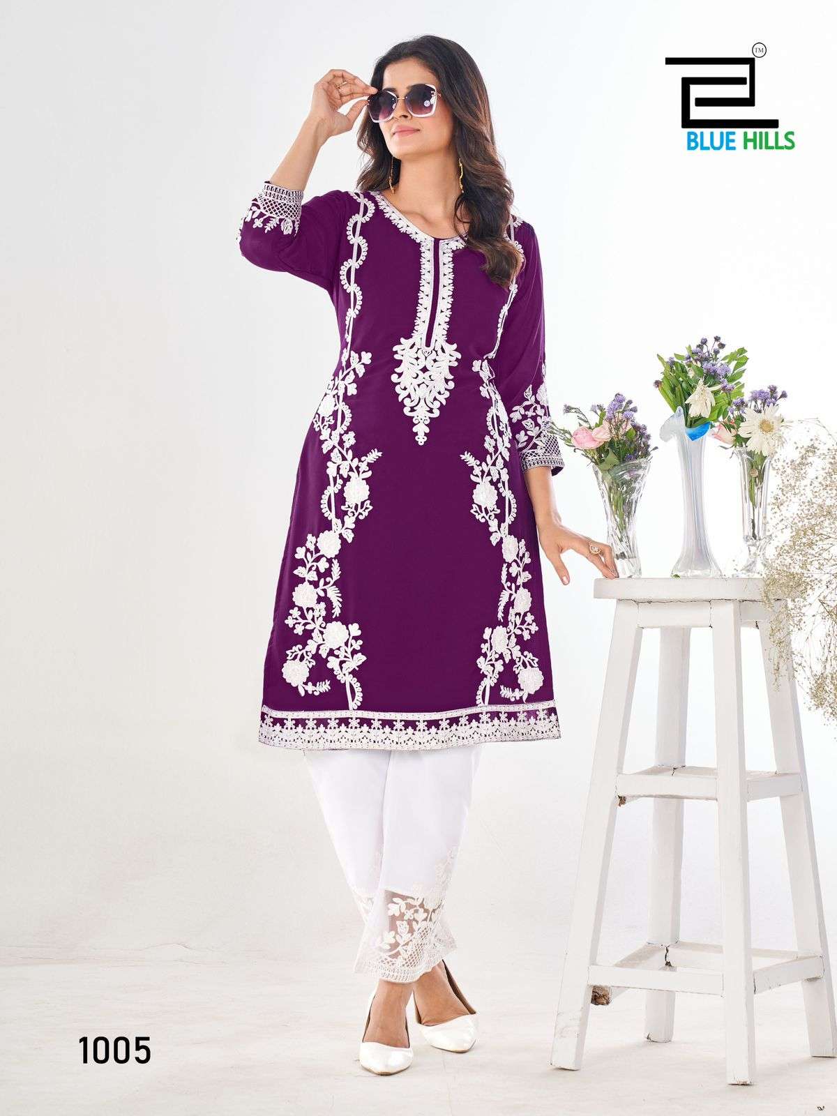 BLUE HILLS AHANA GEORGETTE FANCY WORK KURTI WITH PANT 