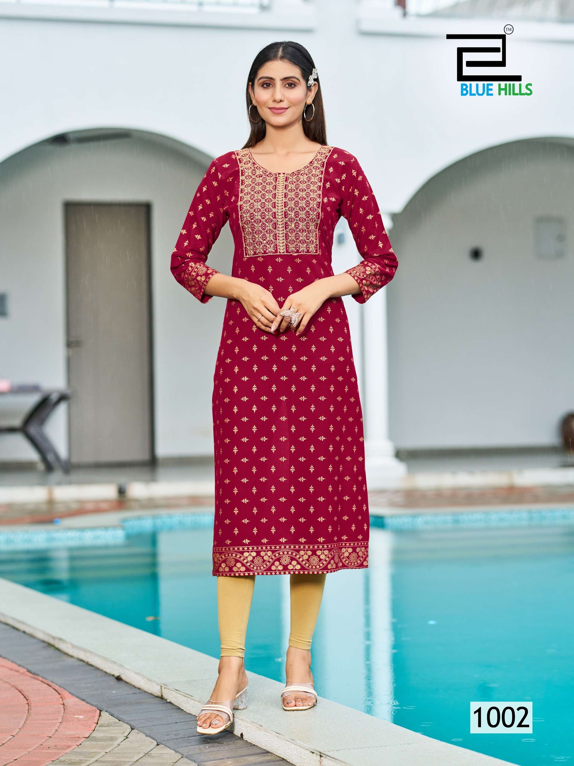 BLUE HILLS BIG BOSS VOL 10 RAYON FOIL PRINT LADIES KURTI