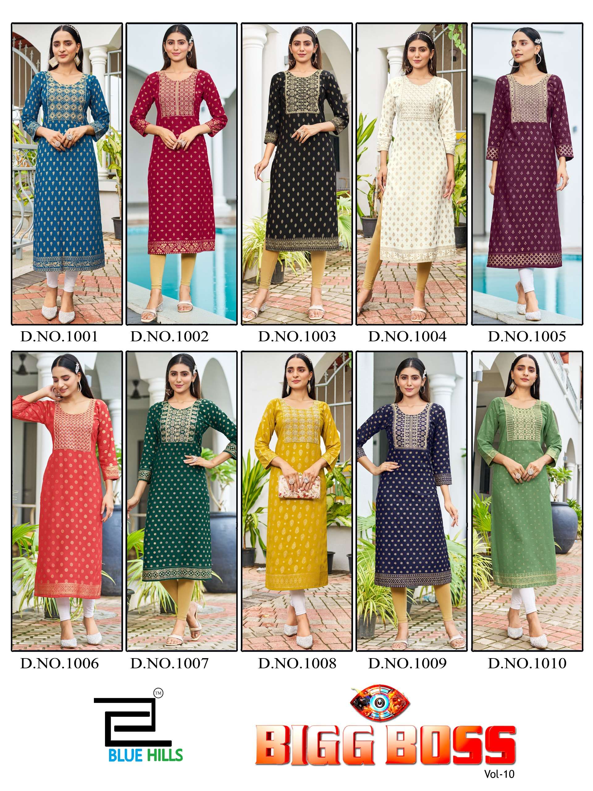 BLUE HILLS BIG BOSS VOL 10 RAYON FOIL PRINT LADIES KURTI