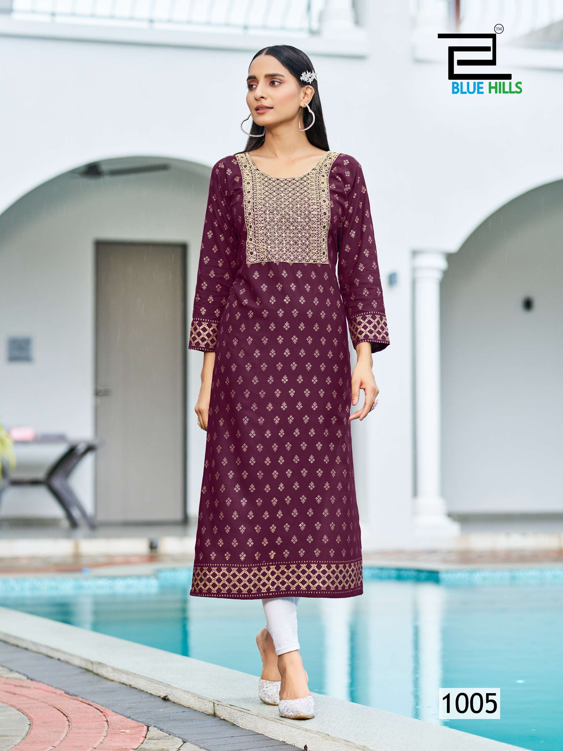 BLUE HILLS BIG BOSS VOL 10 RAYON FOIL PRINT LADIES KURTI
