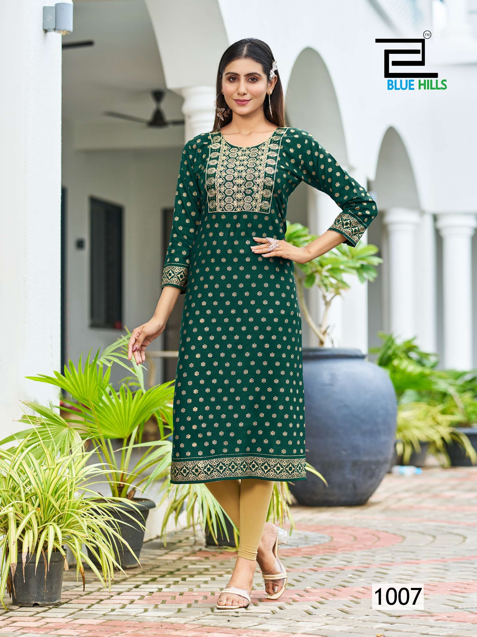 BLUE HILLS BIG BOSS VOL 10 RAYON FOIL PRINT LADIES KURTI