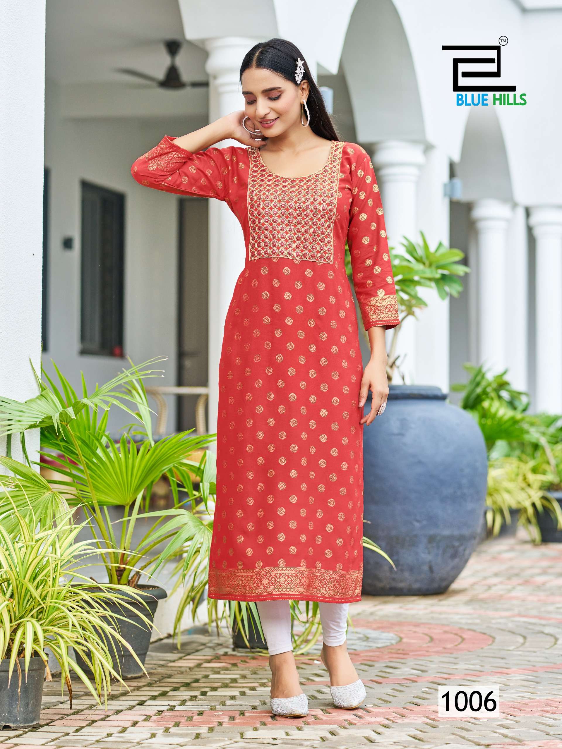 BLUE HILLS BIG BOSS VOL 10 RAYON FOIL PRINT LADIES KURTI