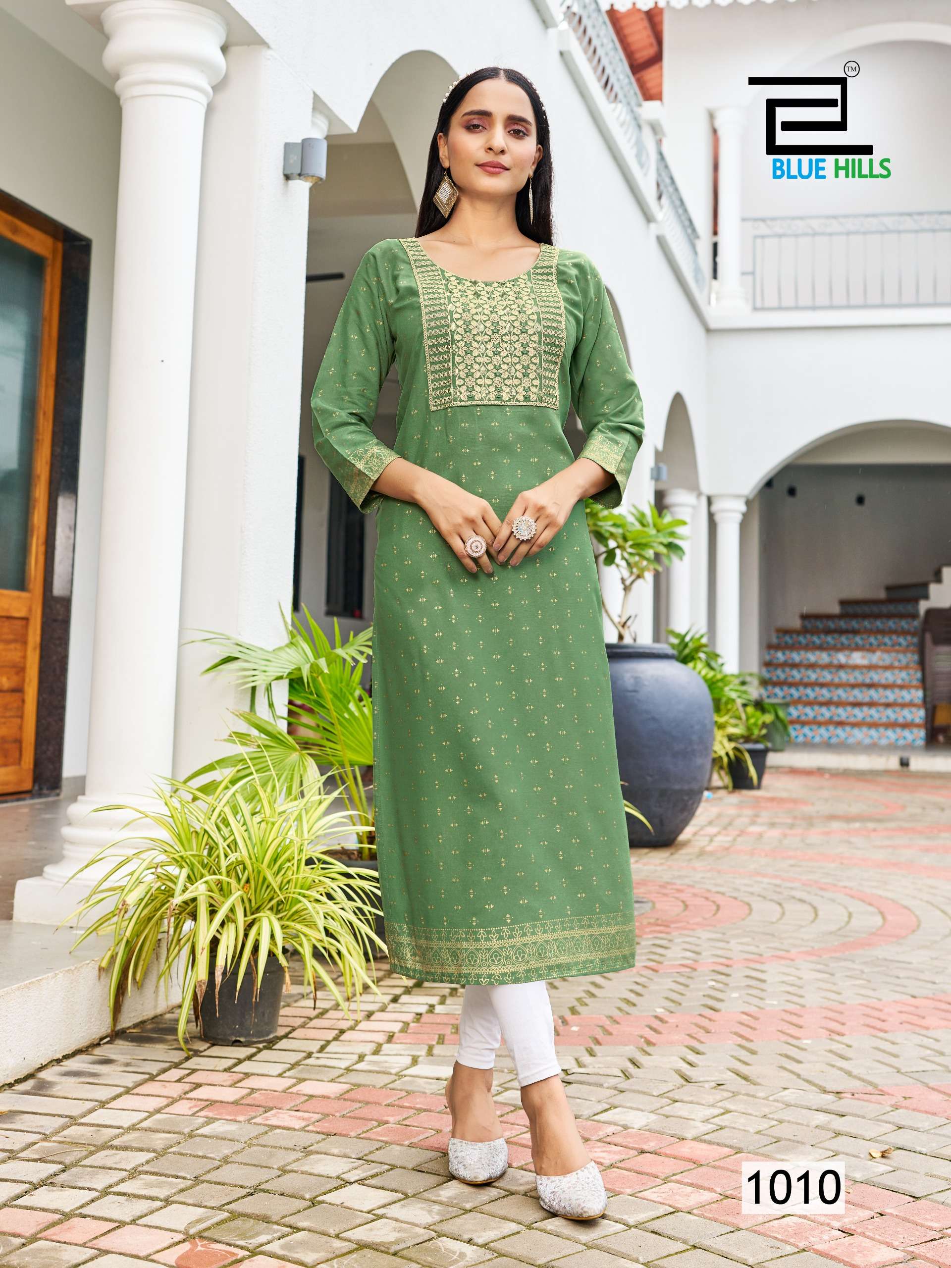 BLUE HILLS BIG BOSS VOL 10 RAYON FOIL PRINT LADIES KURTI