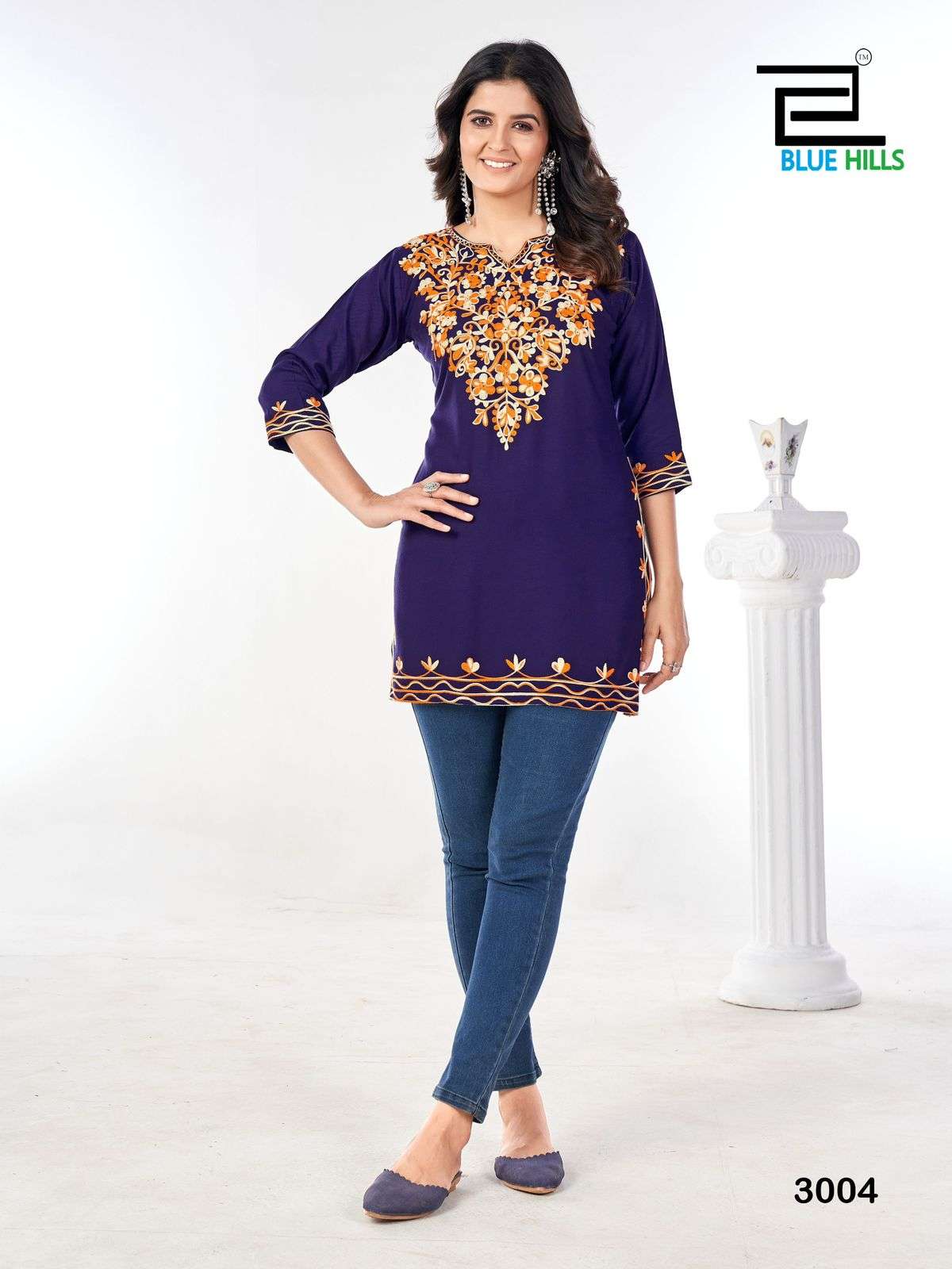 BLUE HILLS GULMARG VOL 3 RAYON FANCY WORK SHORT KURTI