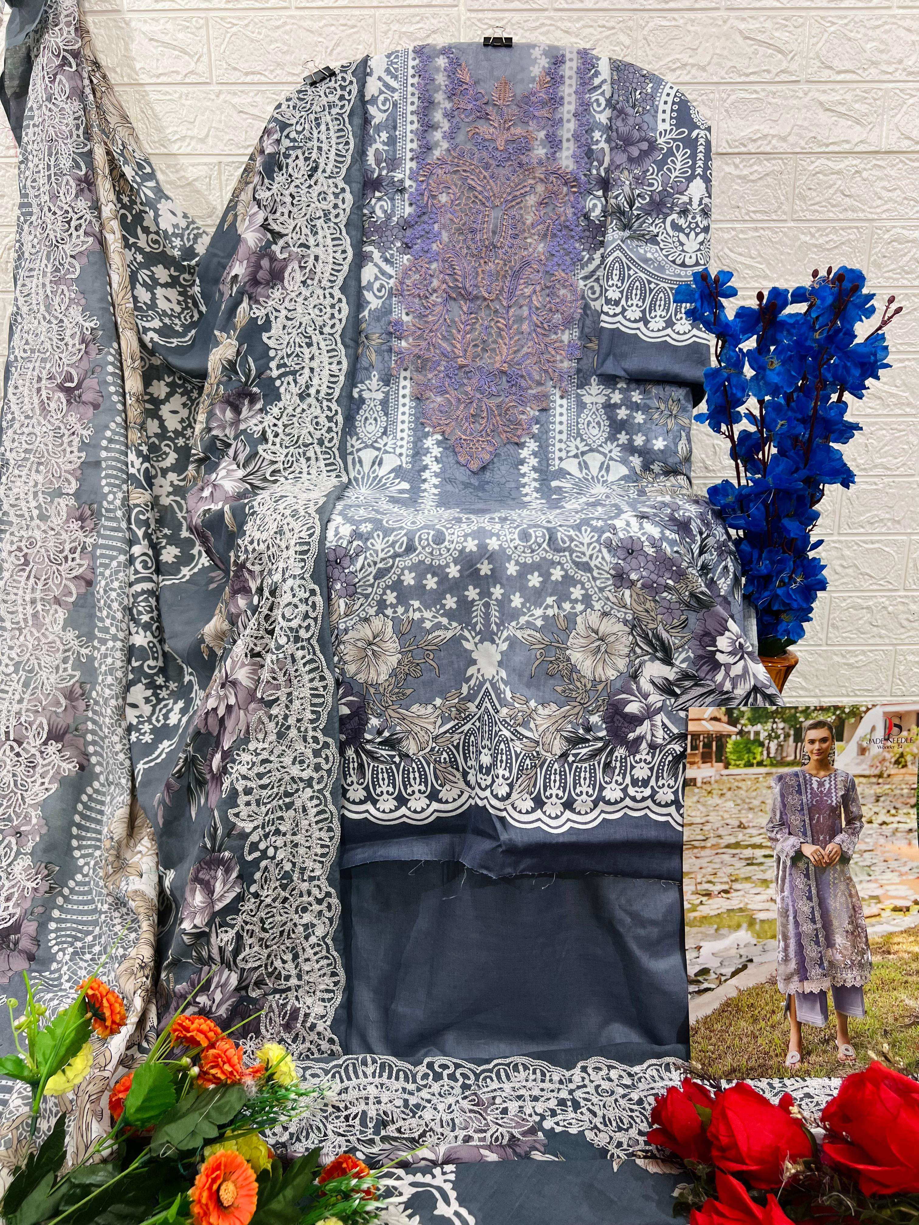 DEEPSY SUITS JADE NEEDLE WONDER VOL 24 COTTON SALWAR KAMEEZ 