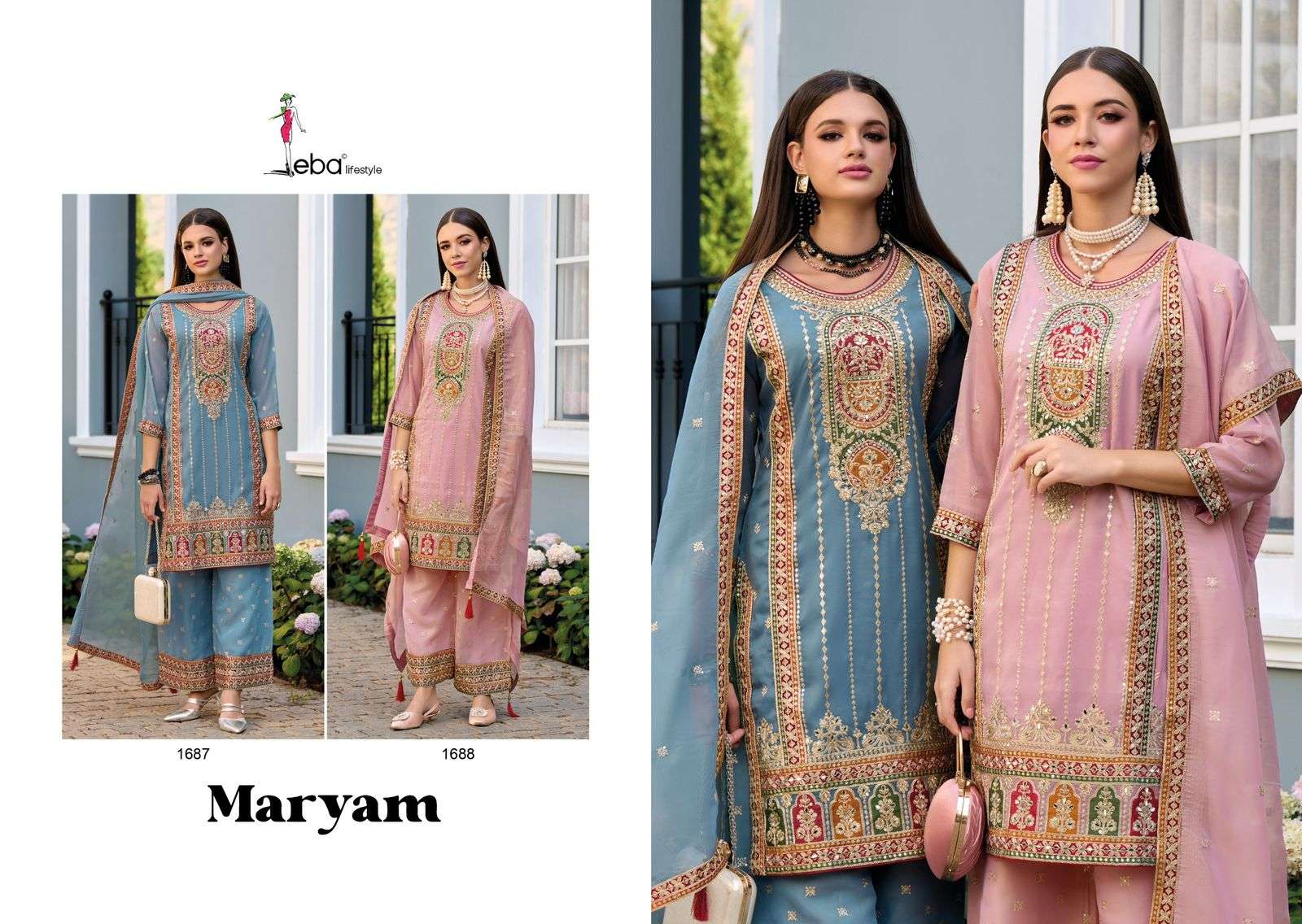 EBA LIFESTYLE MAYRAM ORGANZA HEAVY DESIGNER SUIT