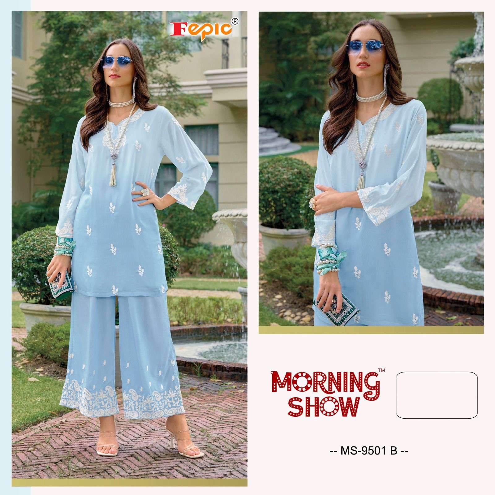 FEPIC MORNING SHOW MS 9501 MUSLIN DESIGNER KURTI WITH PLAZZO SET 