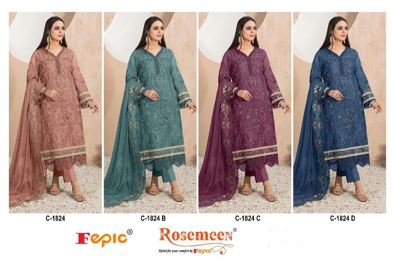FEPIC ROSEMEEN C 1824 ORGANZA EMBROIDERED PAKISTANI SUIT
