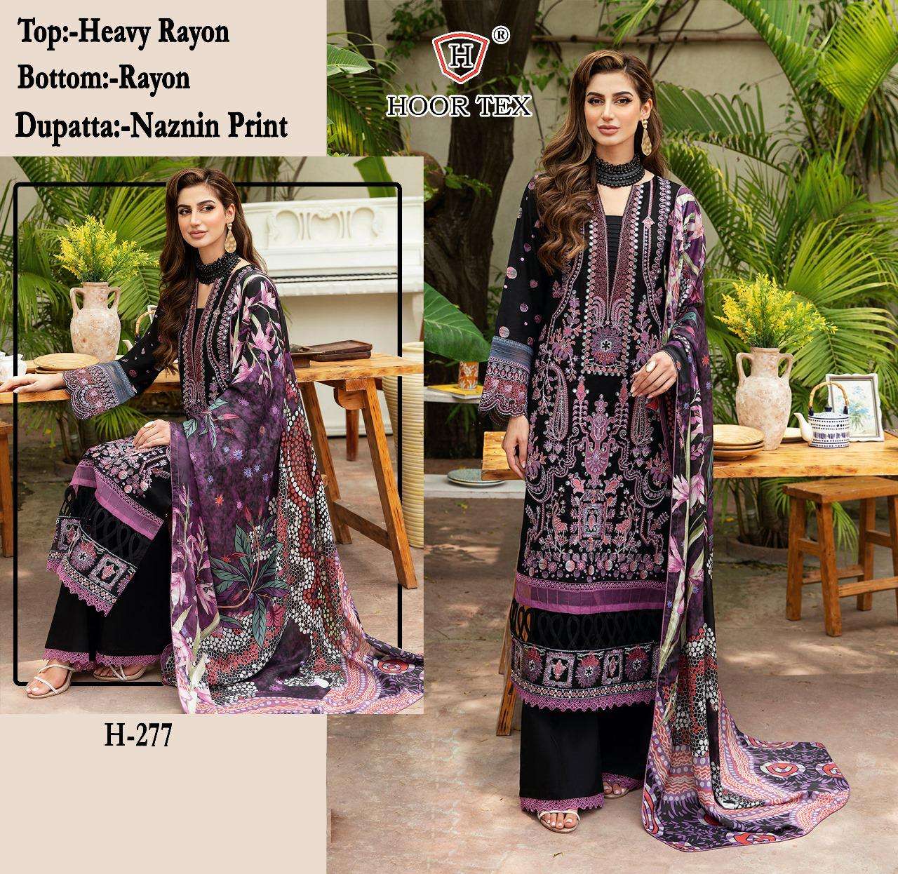 HOOR TEX  H 277 RAYON PATCH EMBROIDERY WORK SUIT