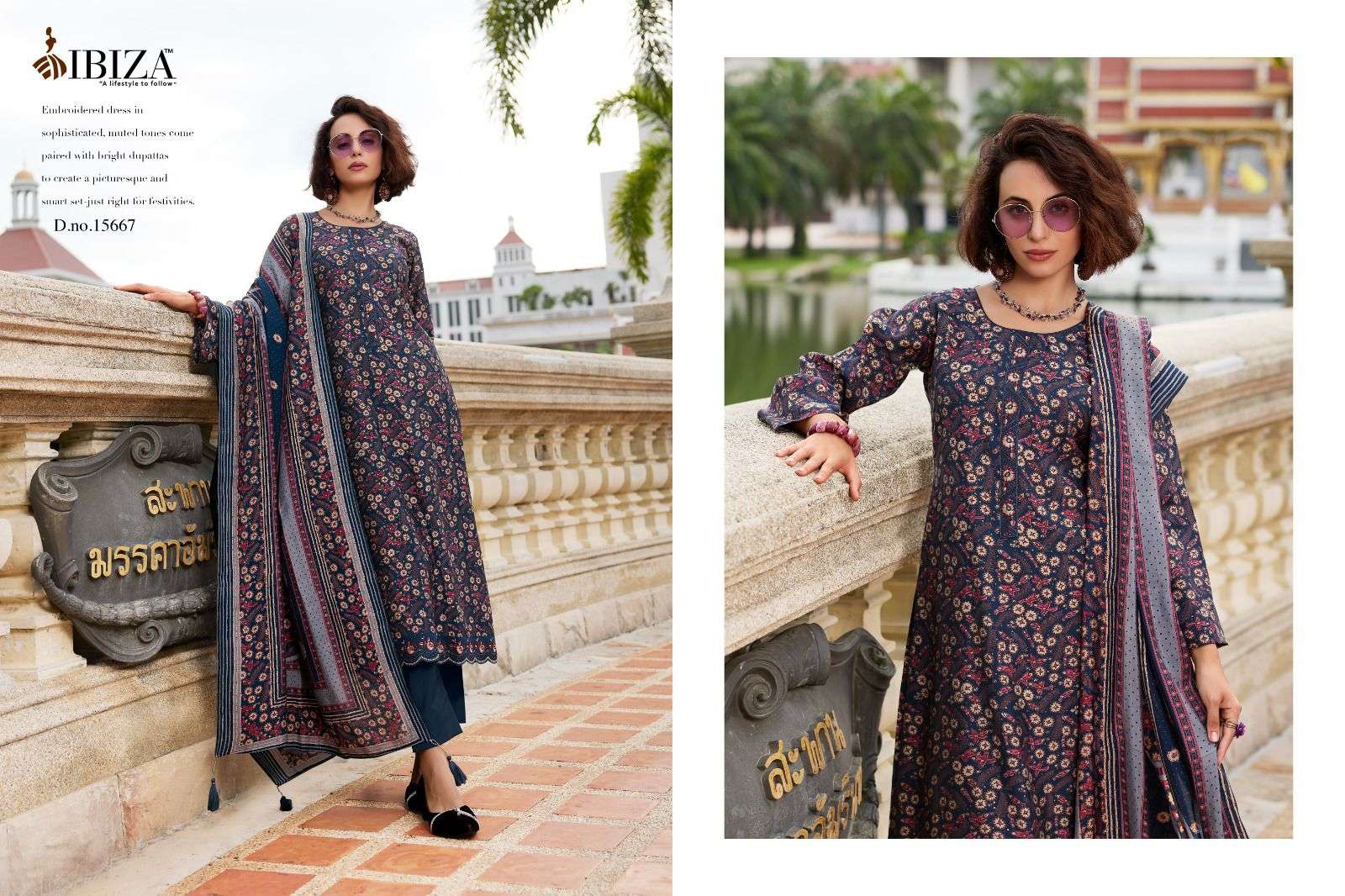  IBIZA AJRAKH STORY VISCOSE PRINT WITH EMBROIDERY WORK SUIT